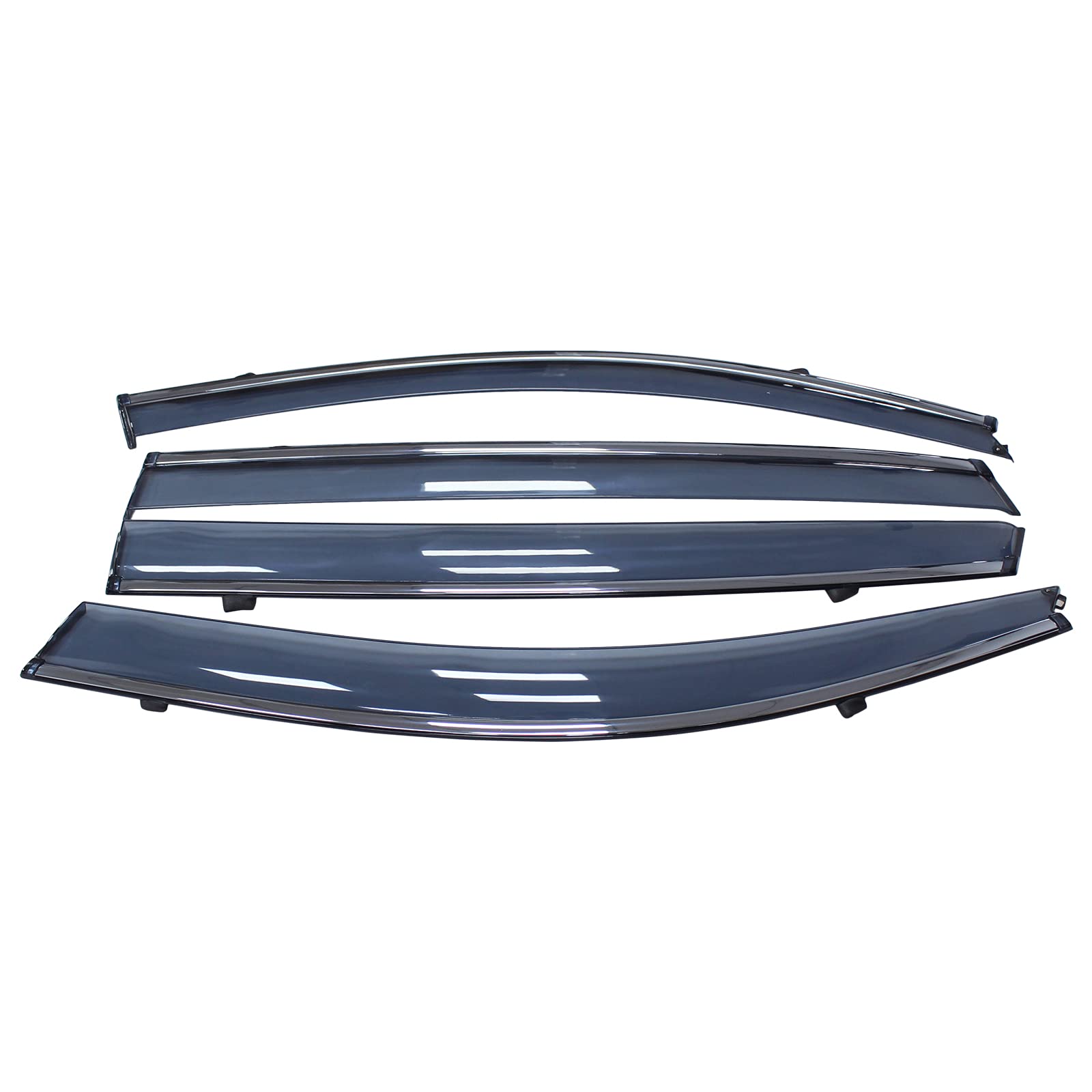 Newyall Front Rear Left And Right Chrome Door Window Visor Wind Rain Guard Deflector Trim