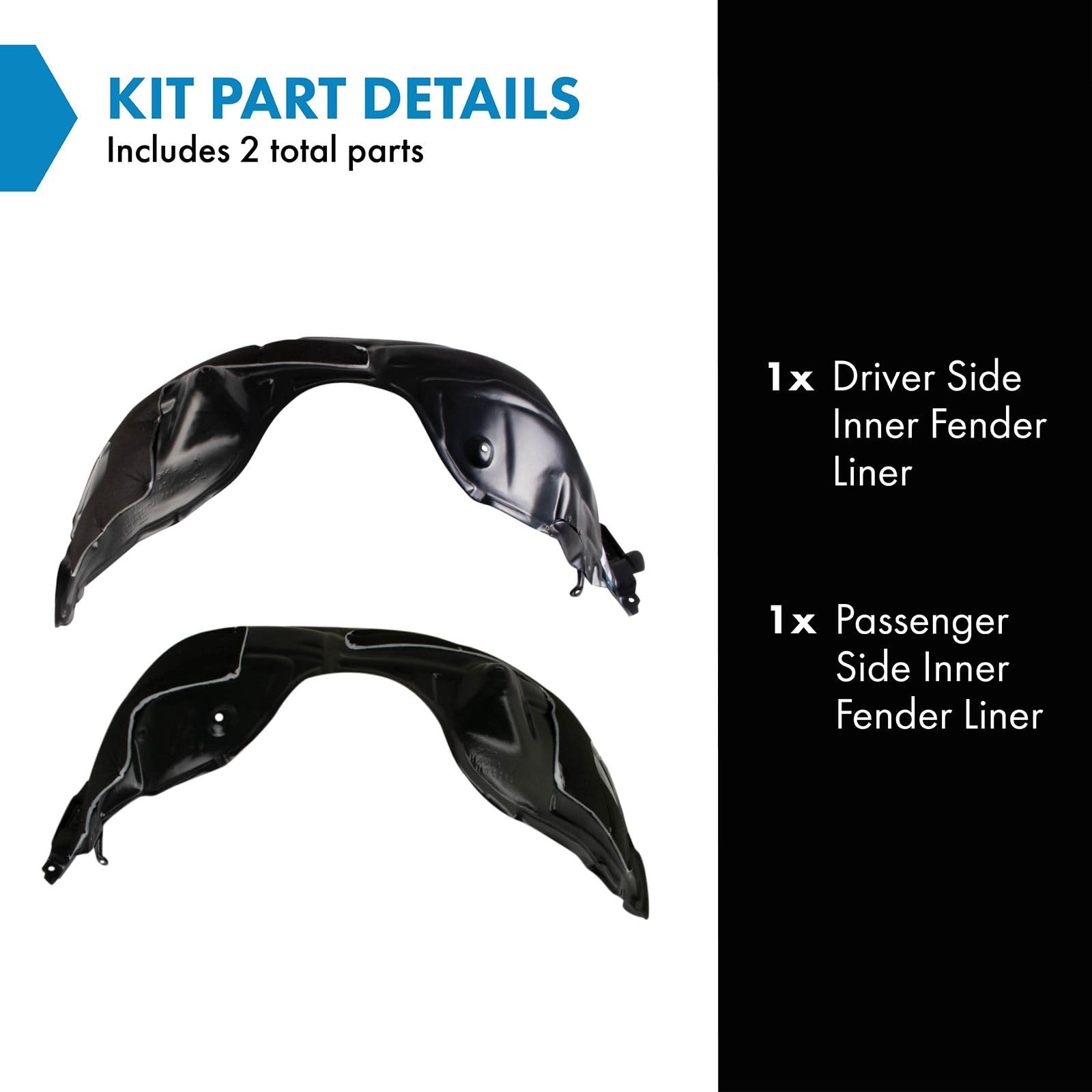 Trq Inner Fender Liner Set Compatible With 2016-2018 Lexus Es300H Es350 Lx1248136 Lx1249119