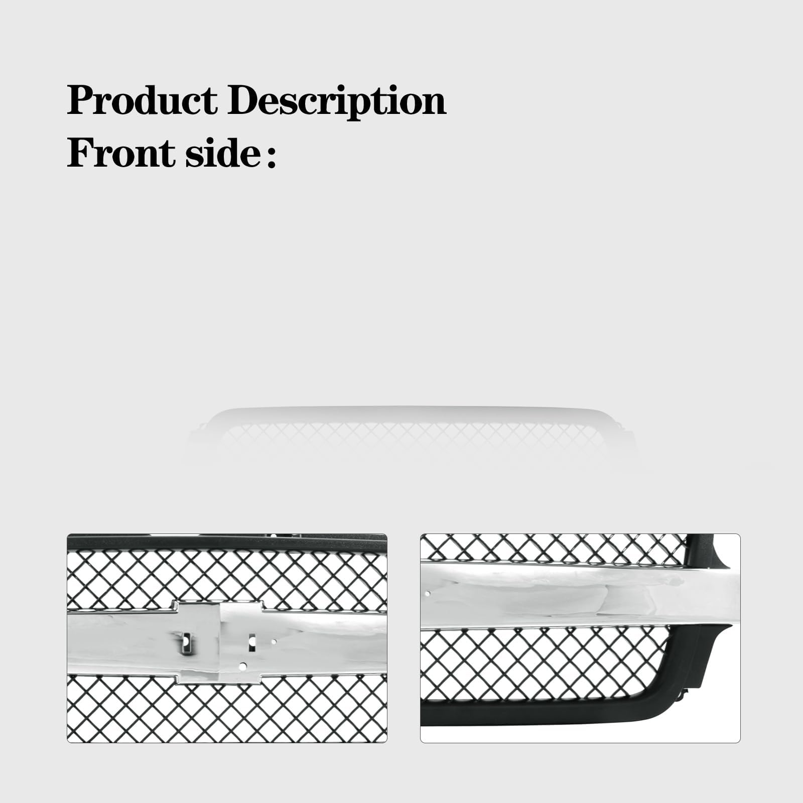 Perfit Liner New Replacement Parts Front Grille Chrome Black Compatible With 2001 2002 CHEVY Silverado 2500 HD 3500 HD GM1200523