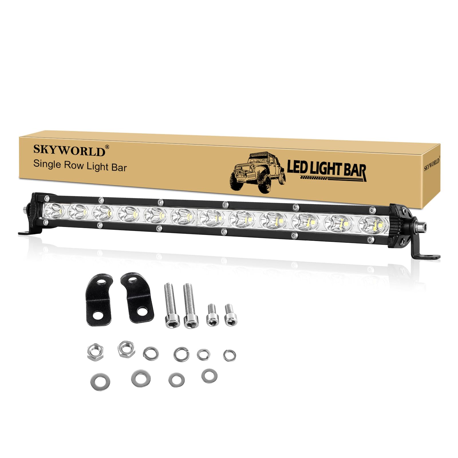 Skyworld 13 Inch 60W Single Row Led Light Bar Low Profile Ultra Thin Slim Mini Spot Off Road Driving Lights Led Fog Lights Boat