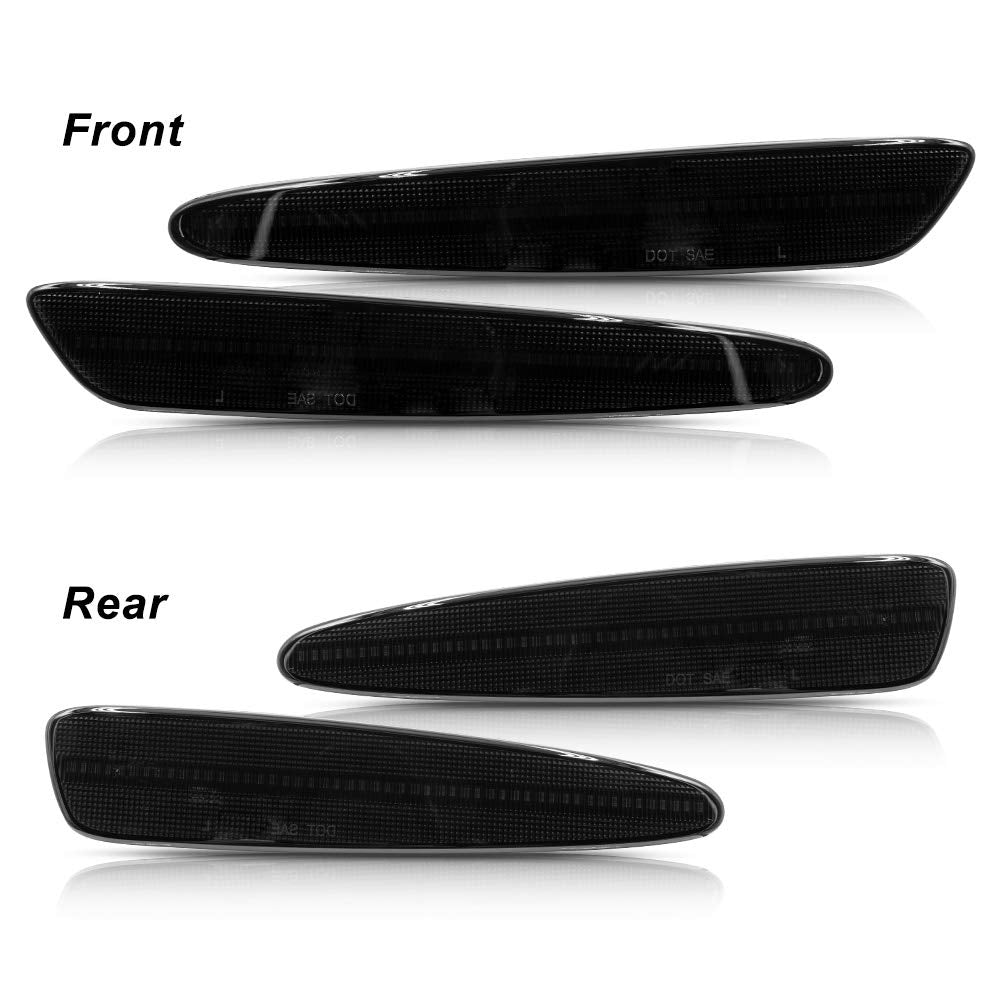 NSLUMO LED Side Marker Lights for Chevy Corvette C6 Z06 ZR1 2005-2013 Smoked Lens Amber Front & Rear Red C6 Marker Lights Replac