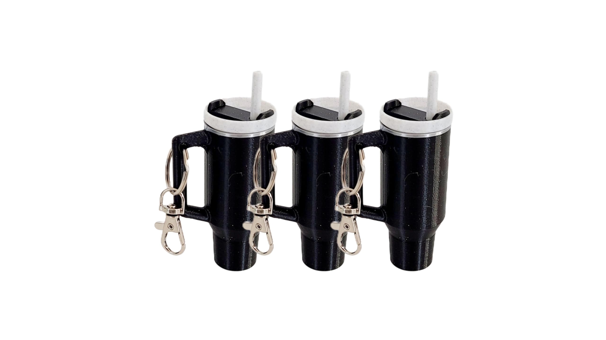 Miniature Tumbler Replica Keychain - 3D Printed Desk Accessory Home Decor (3 Pack: Twinkling Black)