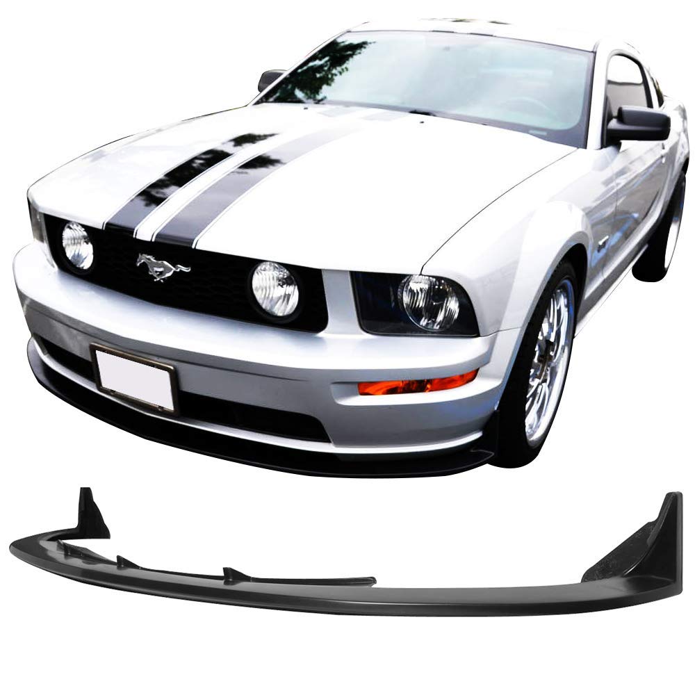 FREEMOTOR802 Compatible With 2005-2009 Ford Mustang V8 Front Bumper Lip, CV 3 Style Black PU Spoiler Guard Splitter Valance Chin