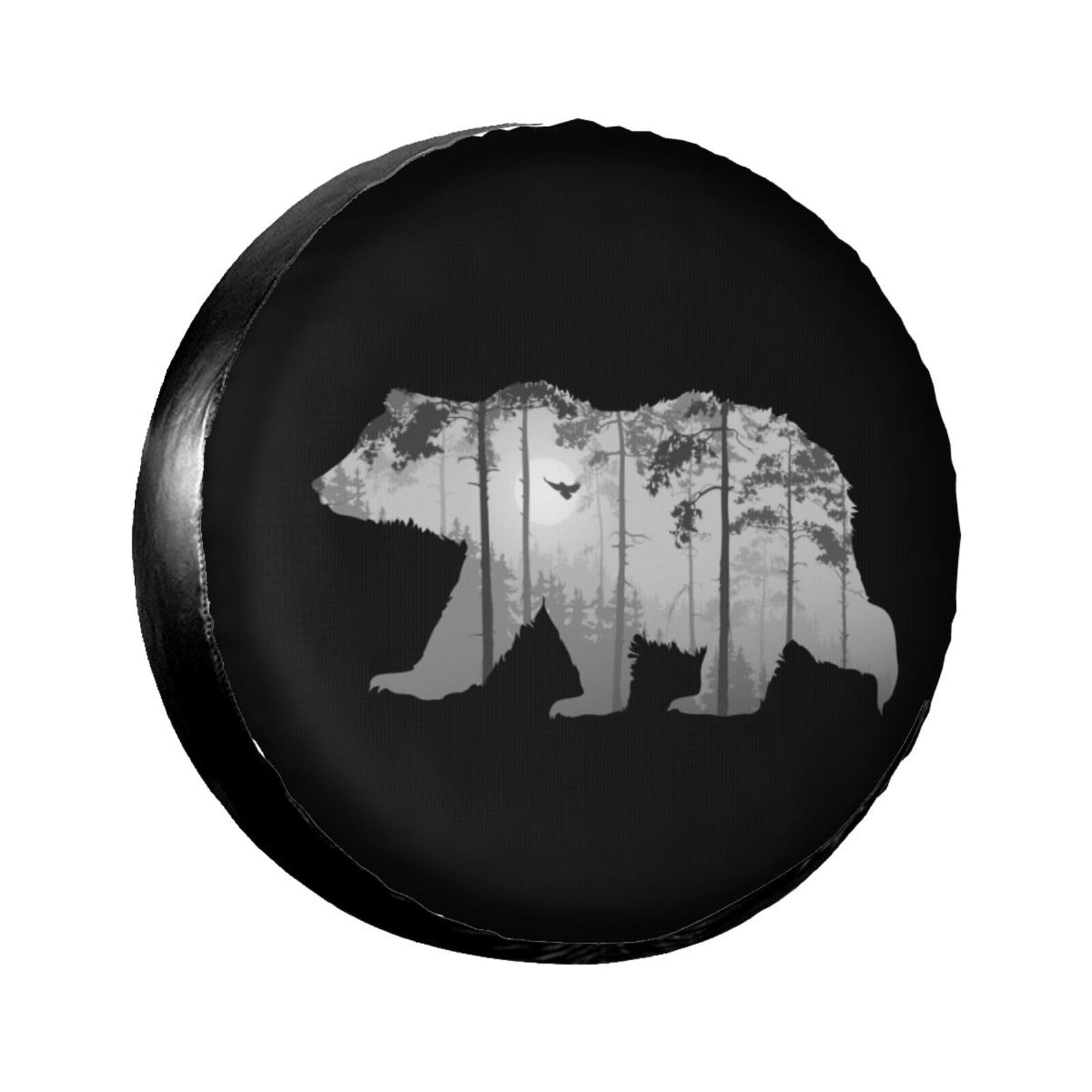Bear Forest Mist Landscape Spare Tire Cover Camper Tire Wheel Covers Weatherproof Wheel Tire Protector Waterproof Dust-Proof Tyr
