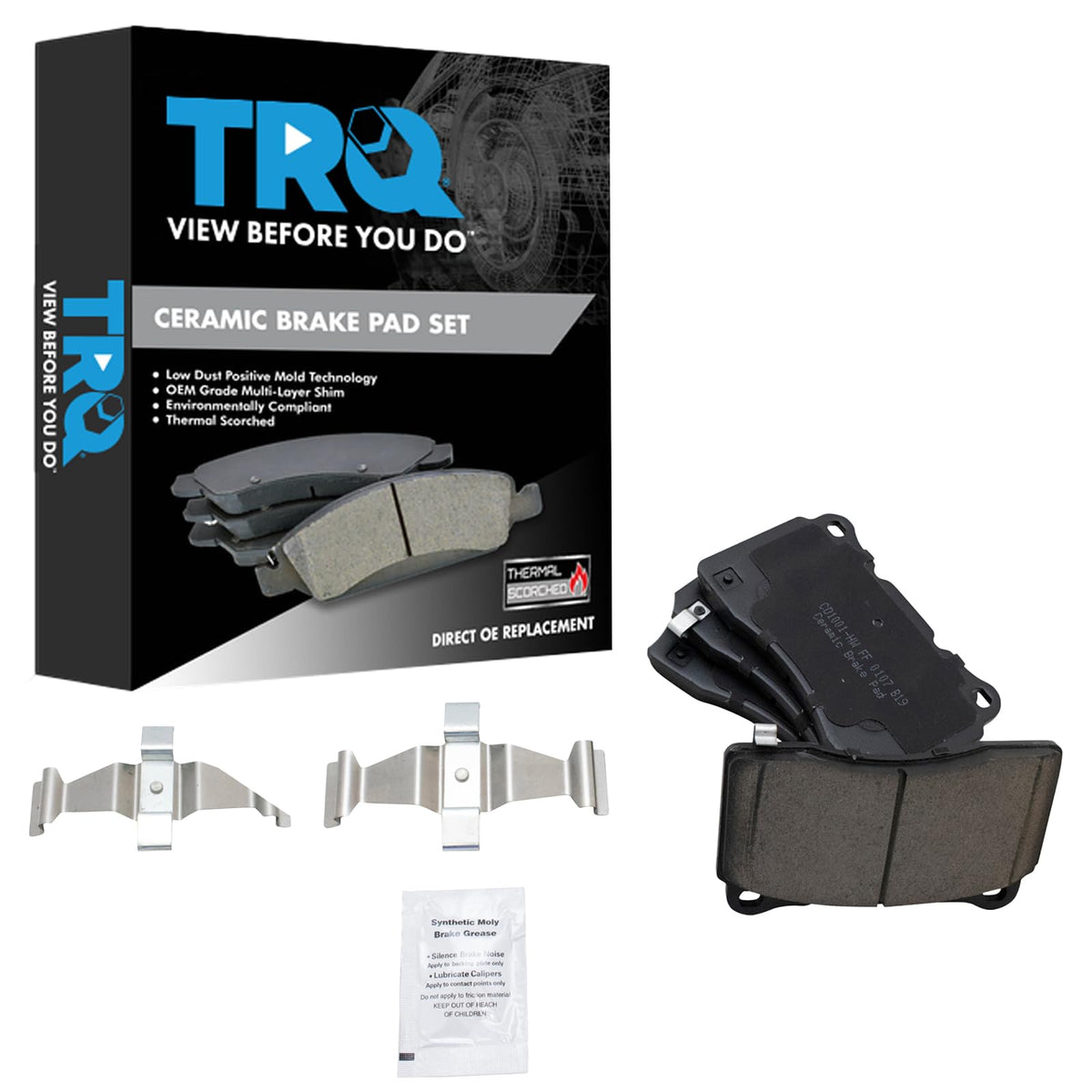 TRQ Front Posi Ceramic Brake Pad Kit Set for ATS/CTS / G8 / Genesis Coupe/GT/Impreza/Lancer Evolution/Mustang/Regal / S60 / STS 