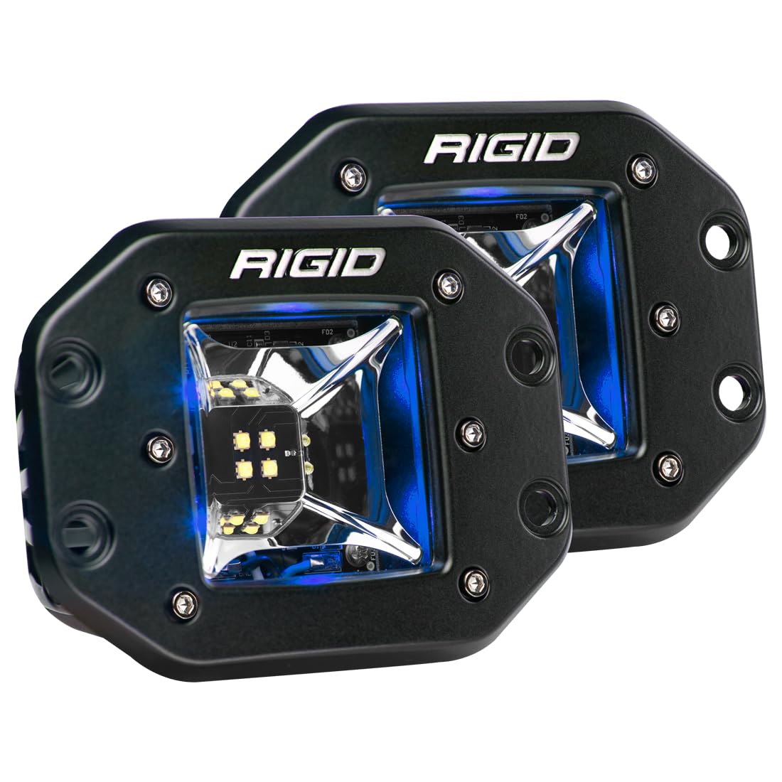 Rigid Industries - Radiance Scene Light With Blue Backlight, Flush Mount, Black Housing | Pair (68211)