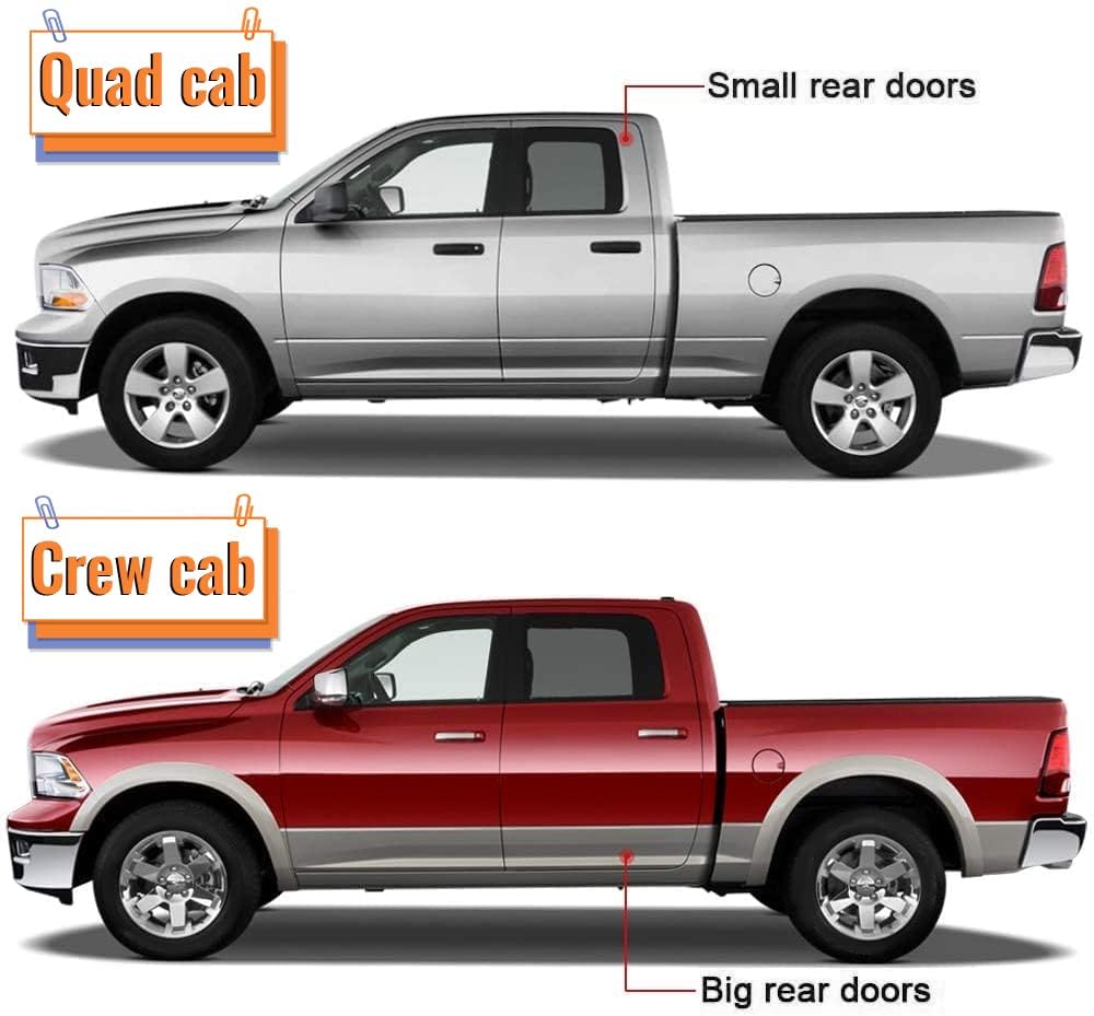 Rocker Panel Cover Guard Compatible With 2009-2018 Dodge Ram Crew Cab Molding Trim Matte Black Textured Finish Replace For 14064