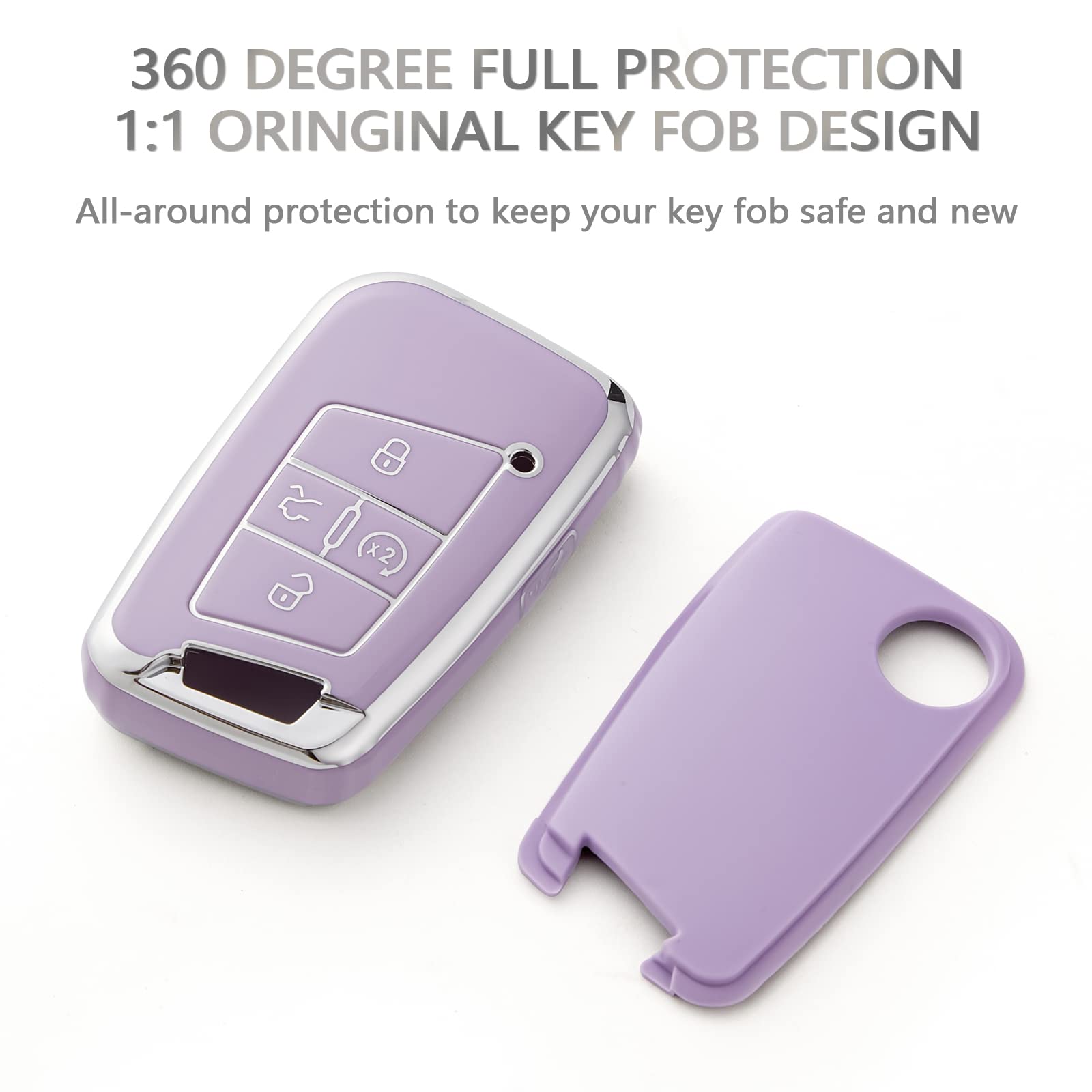 OFFCURVE Key Fob Cover for Volkswagen Special Key Fob Case Cover Holder for 2018-2022 VW Atlas Golf Alltrack Atlas Jetta Passat