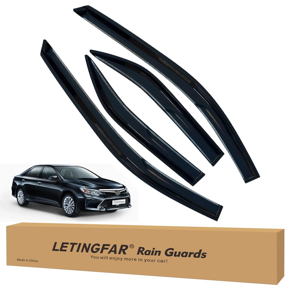LETINGFAR Window Visors Rain Guards for Toyota Camry 2012 2013 2014 2015 2016 2017 Accessories, Wind Deflectors Vent Shades for 
