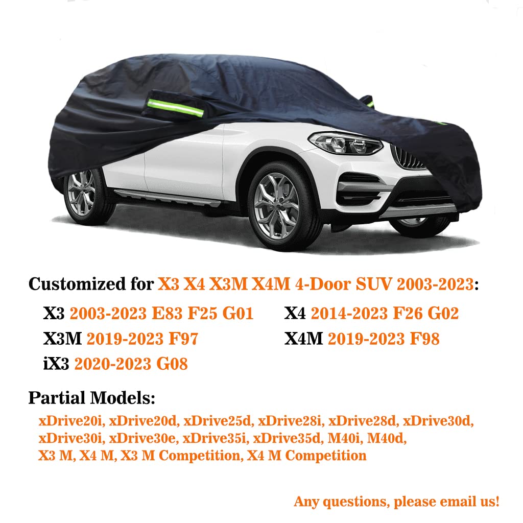 Sjysxm Car Cover Compatible With Bmw X3(2003-2025) X4(2014-2025) X3M X4M Suv, All Weather Waterproof Rain Snow Cover For X3 X4 X