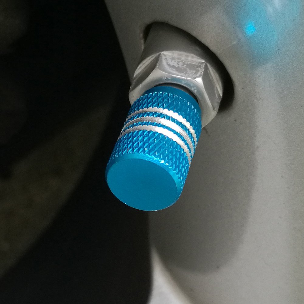Senzeal Aluminum Round Style Car Tire Valve Stem Caps 5Pcs Sky Blue