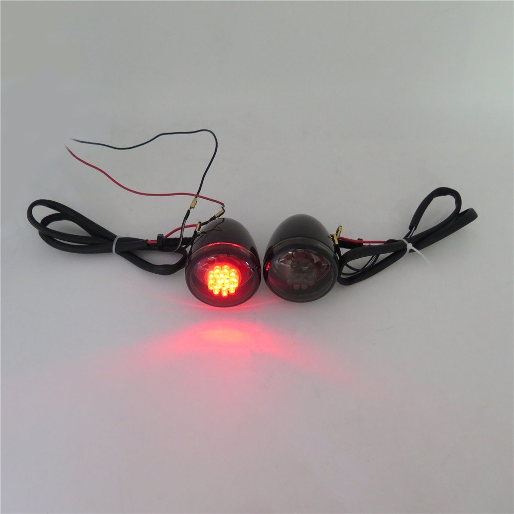 Httmt Mt224-013- Smoke Lens Motorcycle Turn Signals Kit Compatible With Harley Davidson Bullet Led 41Mm Clamp Mount