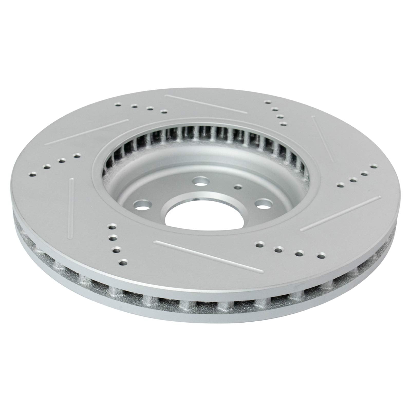 Trq Front Performance Brake Rotors Set Premium G-Coated Cross Drilled & Slotted Compatible With 2009-2011 Audi A4 A4 Quattro 201