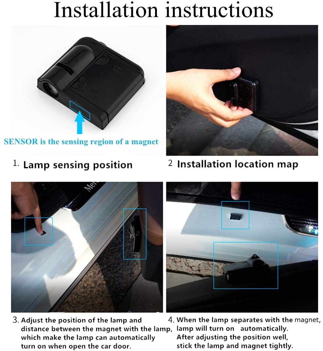 Car Door Lights Logo Projector, 2Pcs Car Door Projector Lights Welcome Courtesy Ghost Shadow Lamp Fit For All Car Models By Flyeego (Fire Horse)