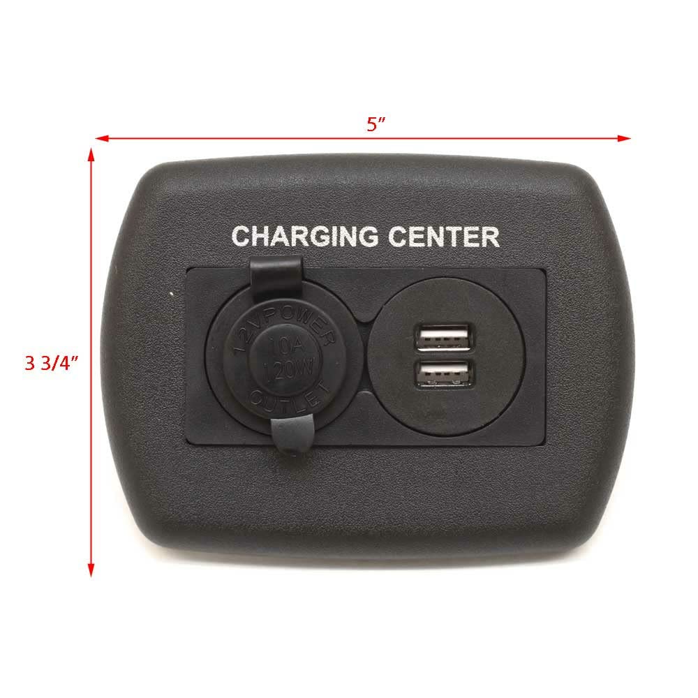 Jr Products 15095 12V/Usb Charging Center - Black