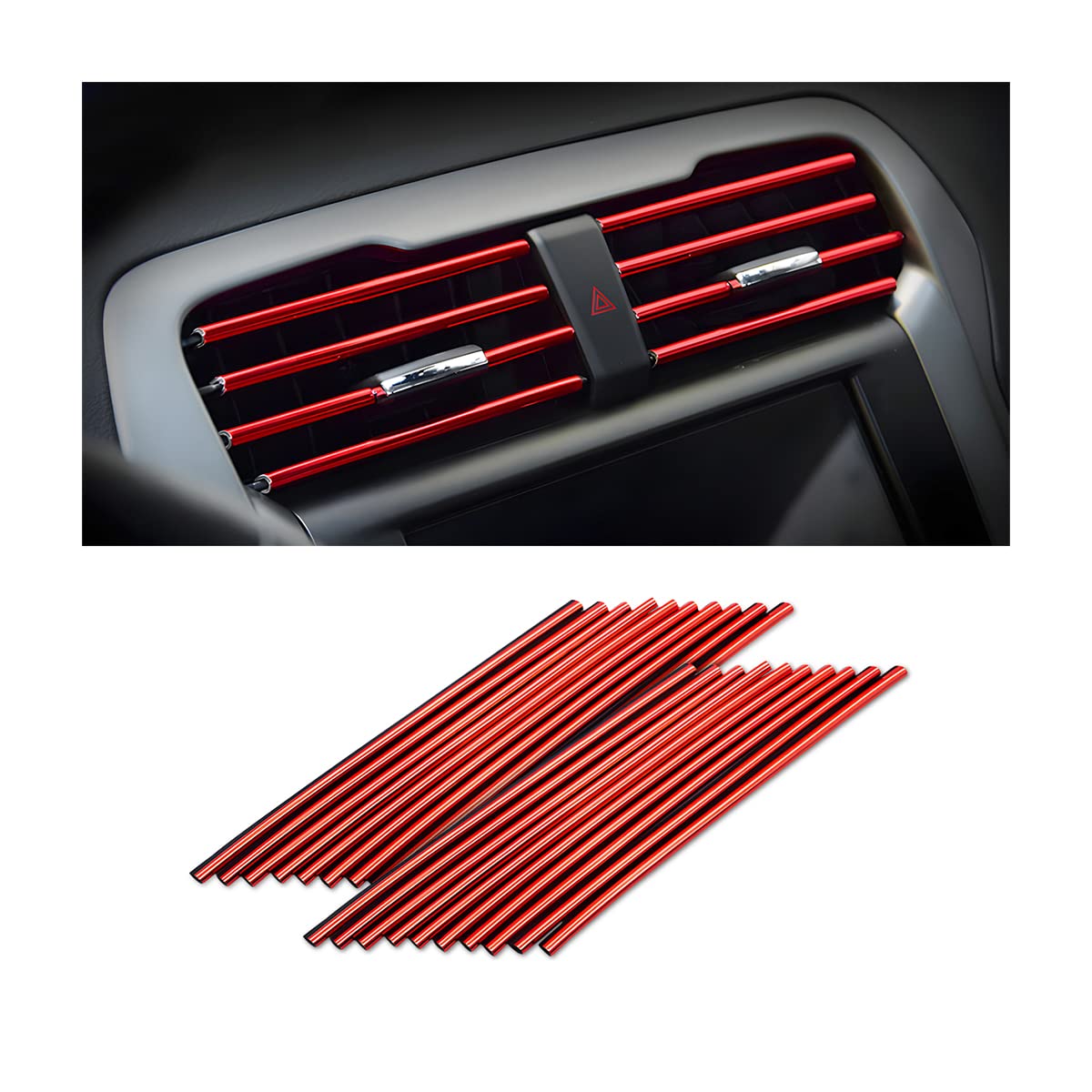 20 Pieces Car Air Conditioner Decoration Strip For Vent Outlet, Universal Waterproof Bendable Air Vent Outlet Trim Decoration, Suitable For Most Air Vent Outlet, Car Interior Accessories (Red)