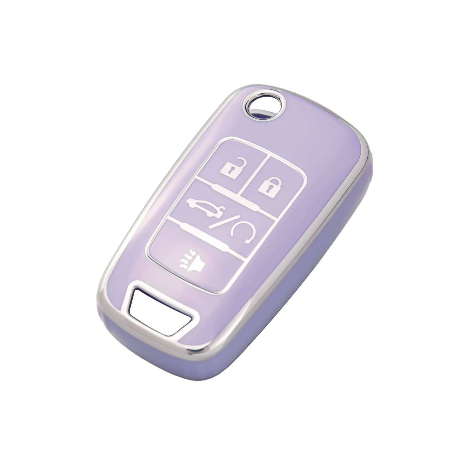 Offcurve For Chevy Key Fob Cover, Full Tpu Protective Key Case Fit For Chevrolet Chevy Gmc Buick Encore Terrain Malibu Camaro Cruze Impala Equinox Volt Spark Sonic Car Smart Key Accessories, Purple