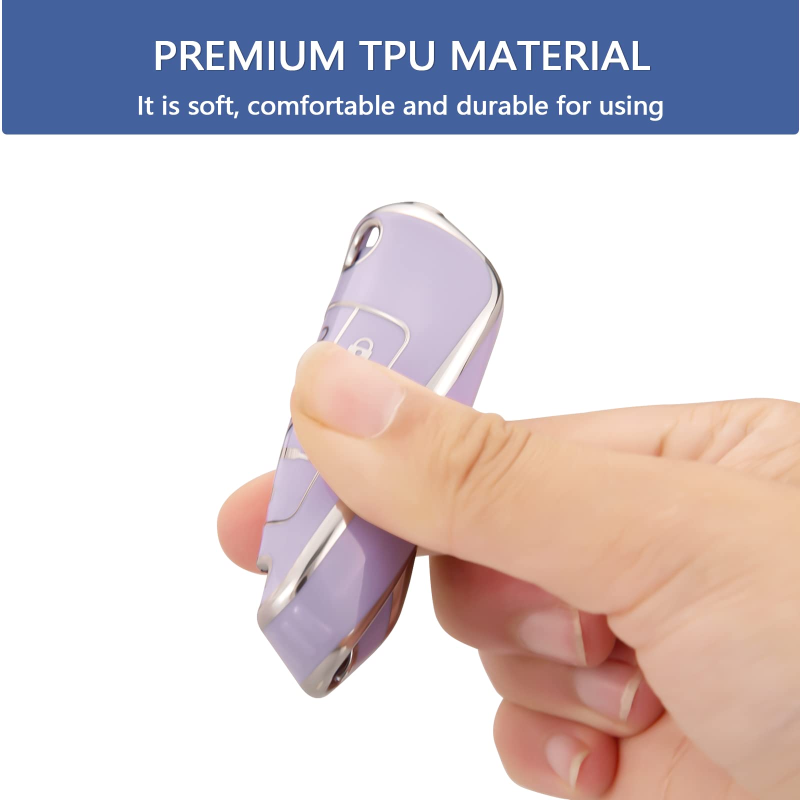 Offcurve For Chevy Key Fob Cover, Full Tpu Protective Key Case Fit For Chevrolet Chevy Gmc Buick Encore Terrain Malibu Camaro Cruze Impala Equinox Volt Spark Sonic Car Smart Key Accessories, Purple