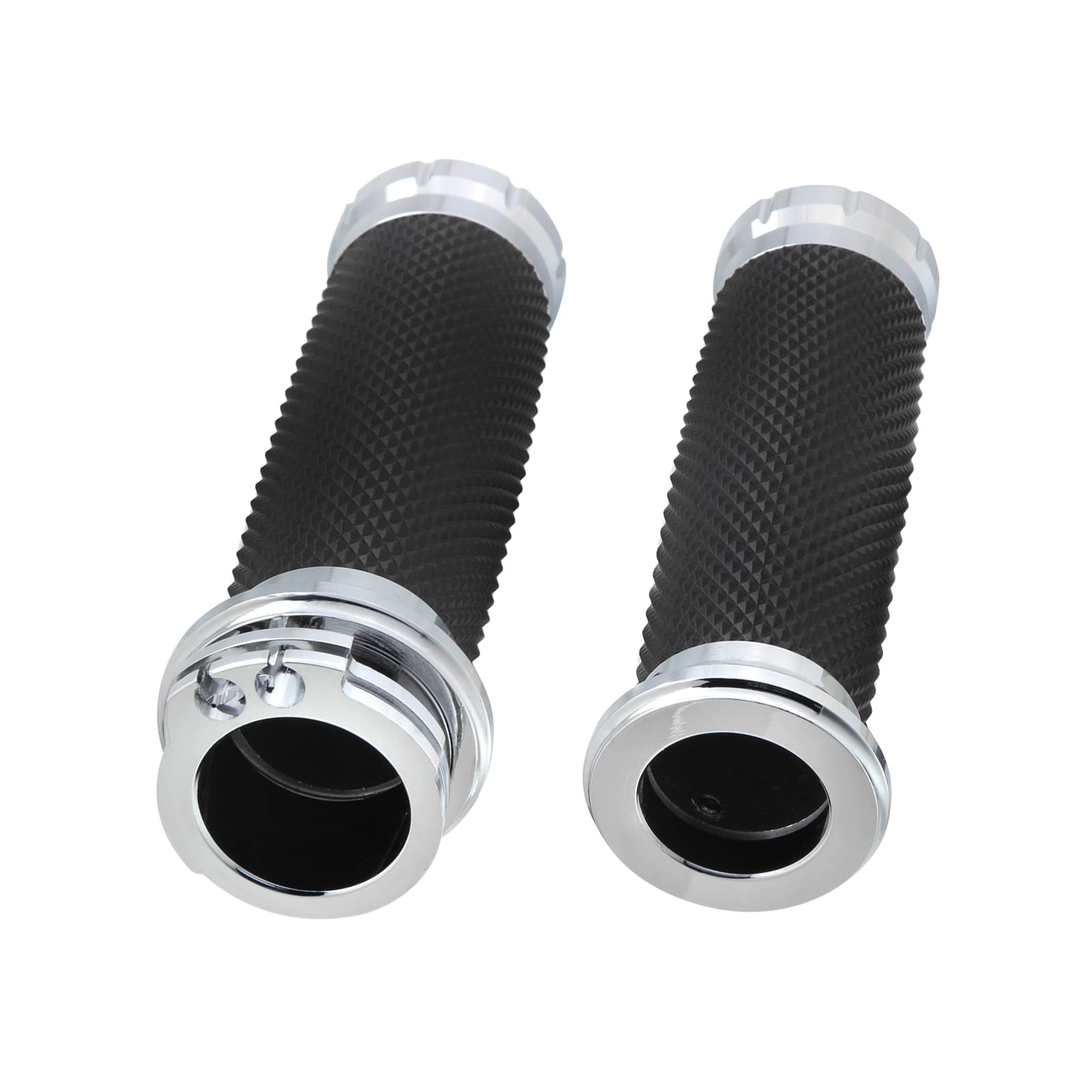 Twilight Garage 1'' Chrome Motorcycle Hand Grip Handlebar Grips Cable Throttle Compatible with Harley Davidson Sportster Honda Y