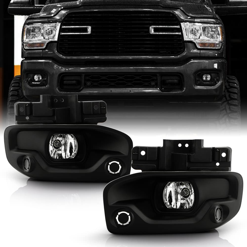 Acanii - For 2019-2022 Ram 2500 3500 Oe Style Bumper Round Fog Lights Driving Lamps W/Switch And Kits Pair Left+Right