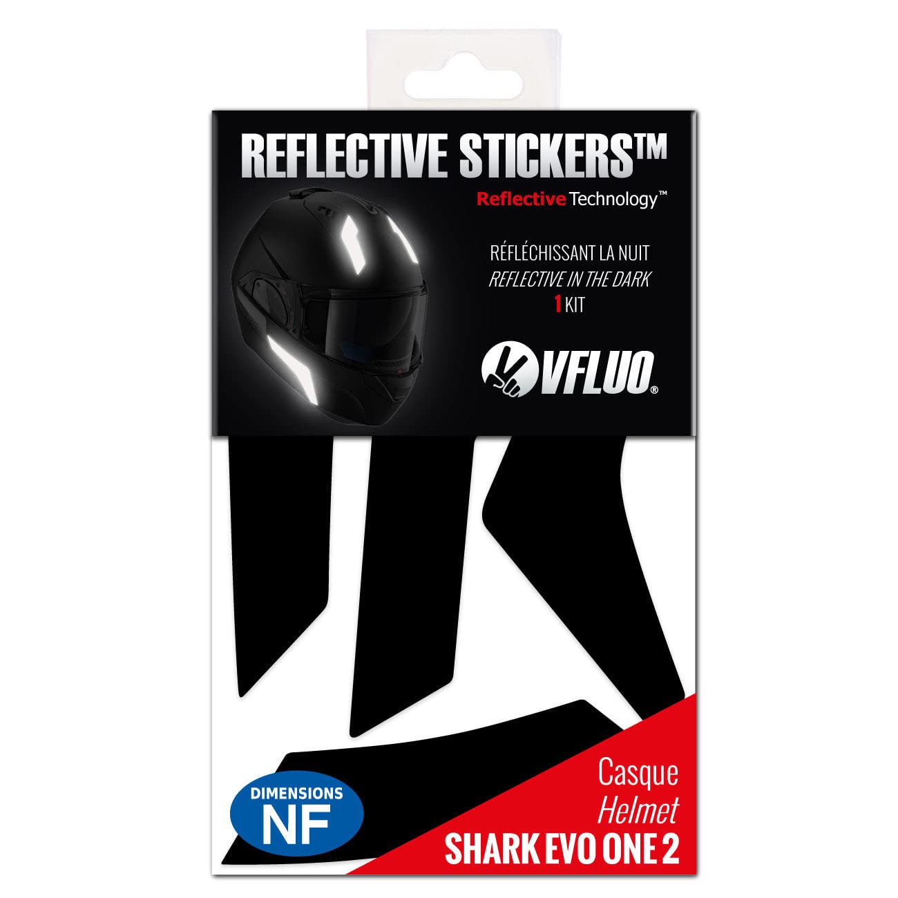 Vfluo - Kit Of Reflective Stickers - Shark Evo One2™ Motorcycle Helmet - Approved Stripes Fr - 3M™ Technology - High Visibility & Strength - Discreet & Design - Maximum Grip