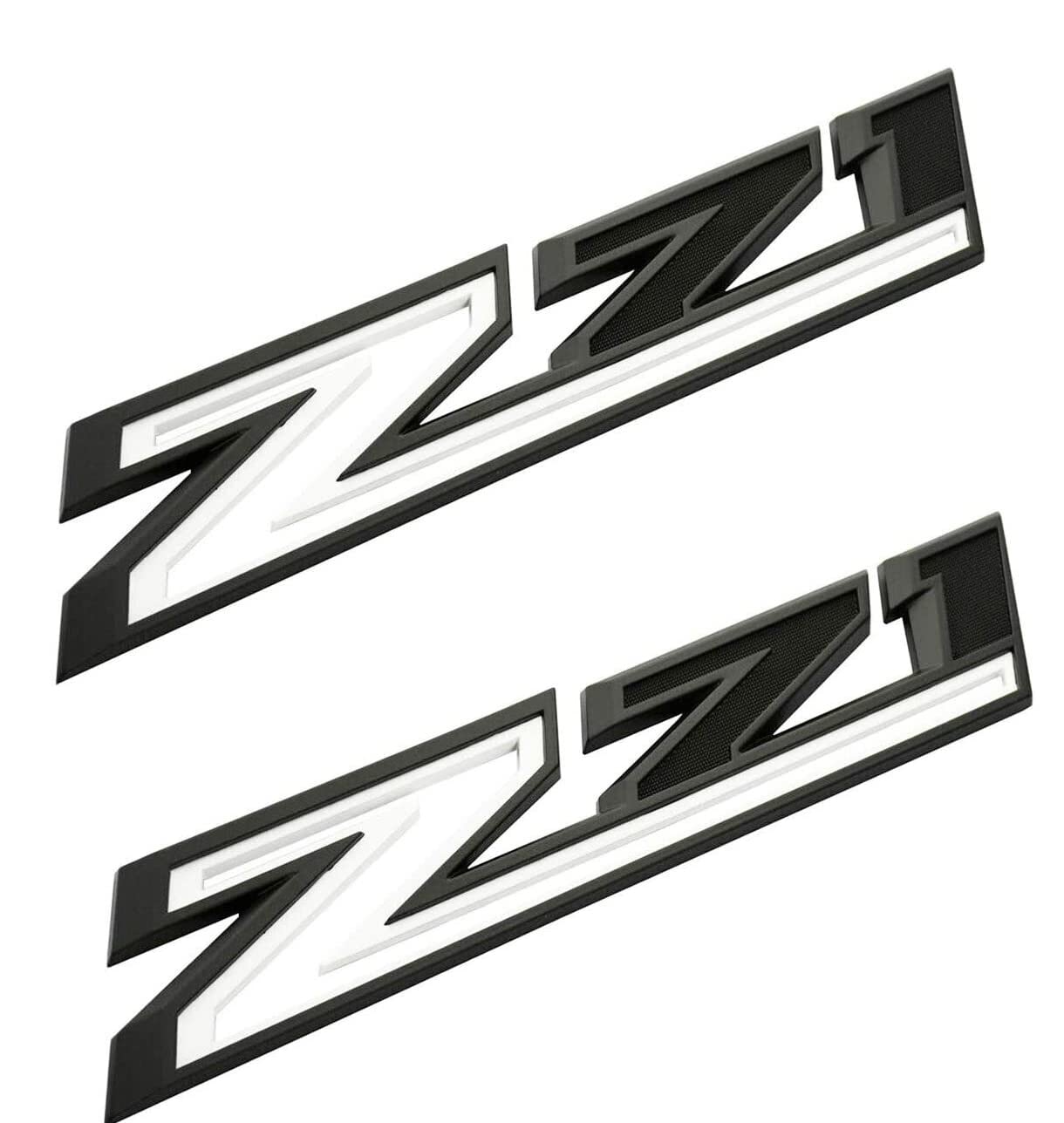 2X Large Size Z71 RH LH Side Fender Emblem Nameplate Badge Decal Replacement for 2019-2021 Chevy Silverado (White Black)