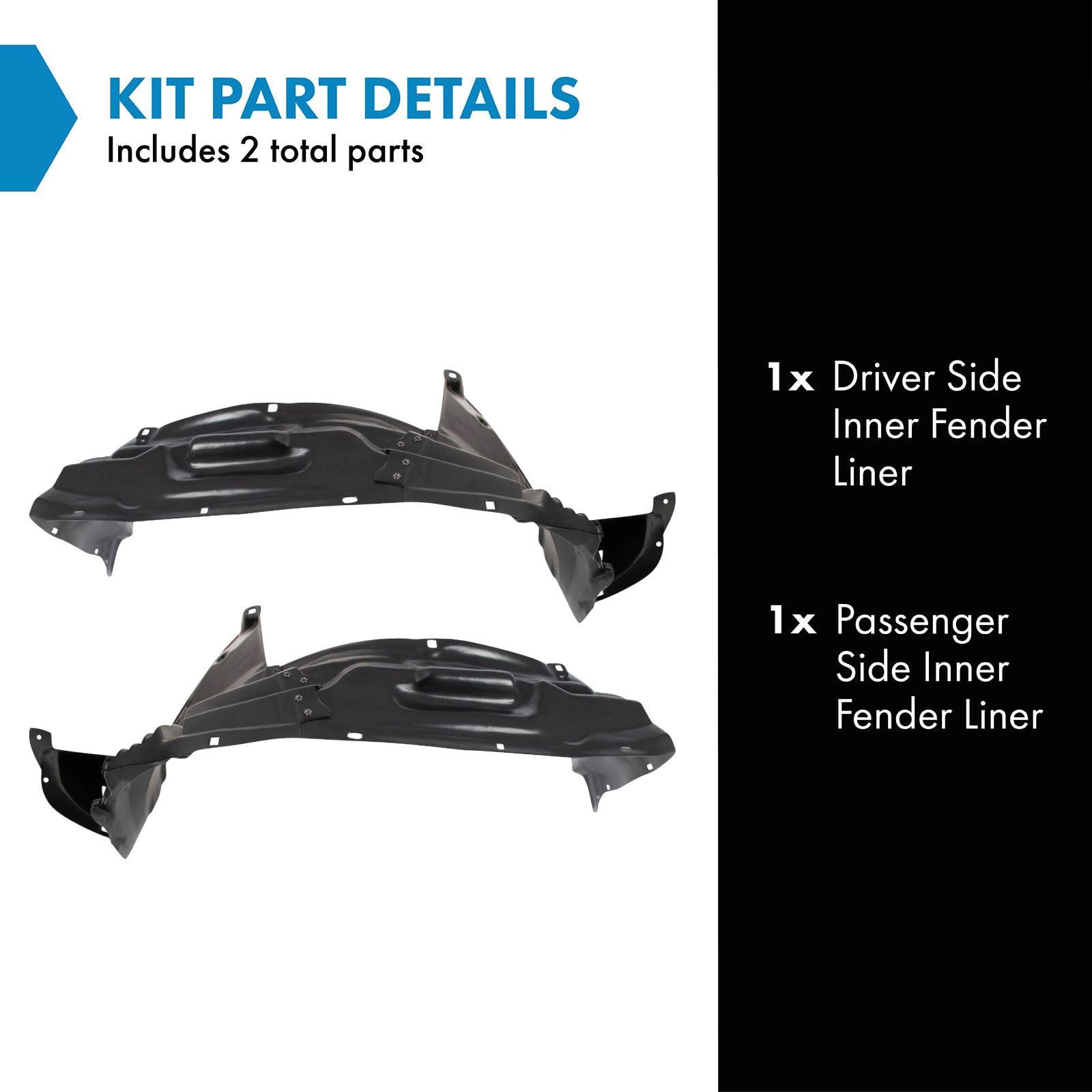 Trq Inner Fender Liner Set Compatible With 2010-2014 Toyota Fj Cruiser To1249174 To1250123