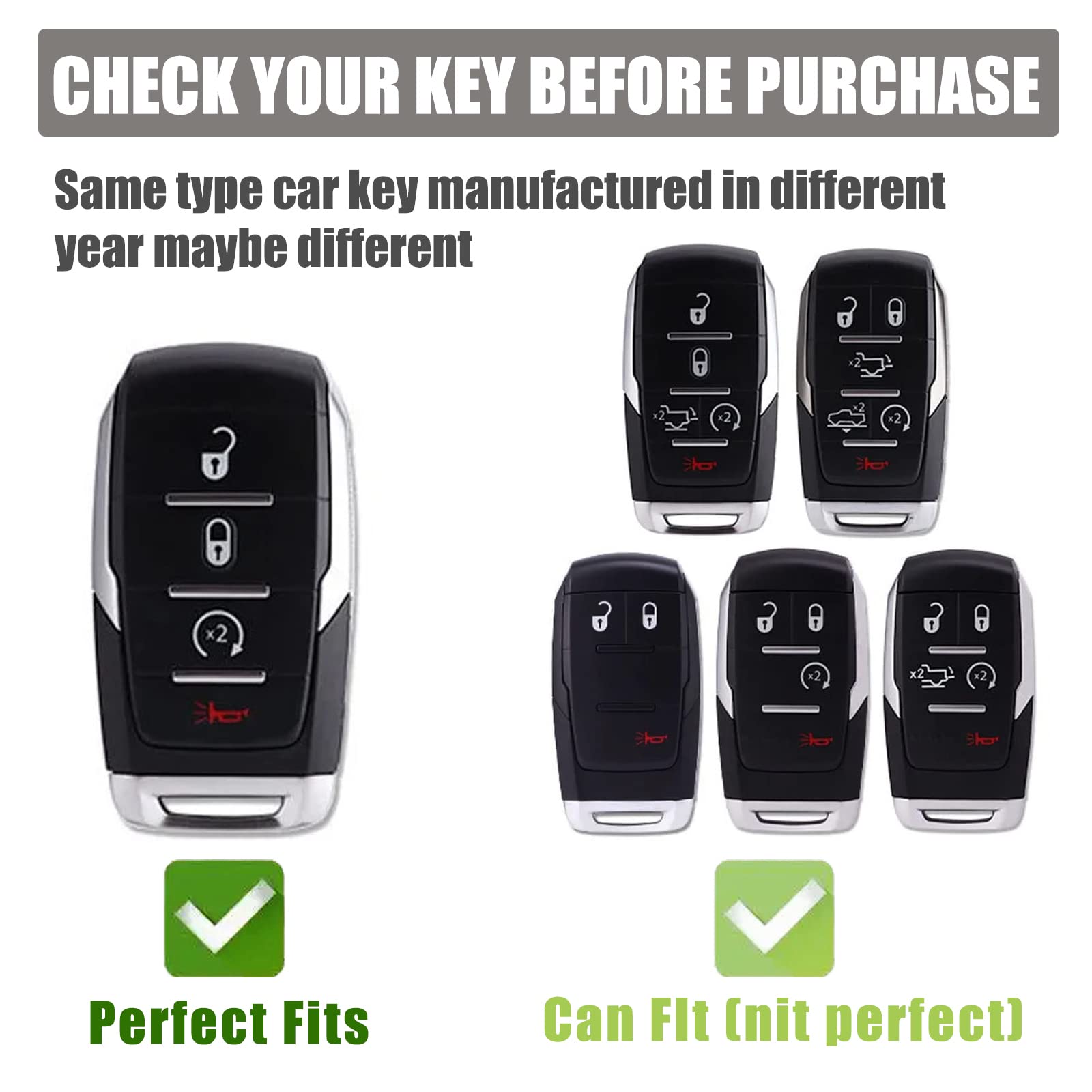 Gematay For Dodge Ram Key Fob Cover With Keychain Lanyard, Soft Tpu Key Fob Protector Shell Compatible With 2019-2022 Dodge Ram