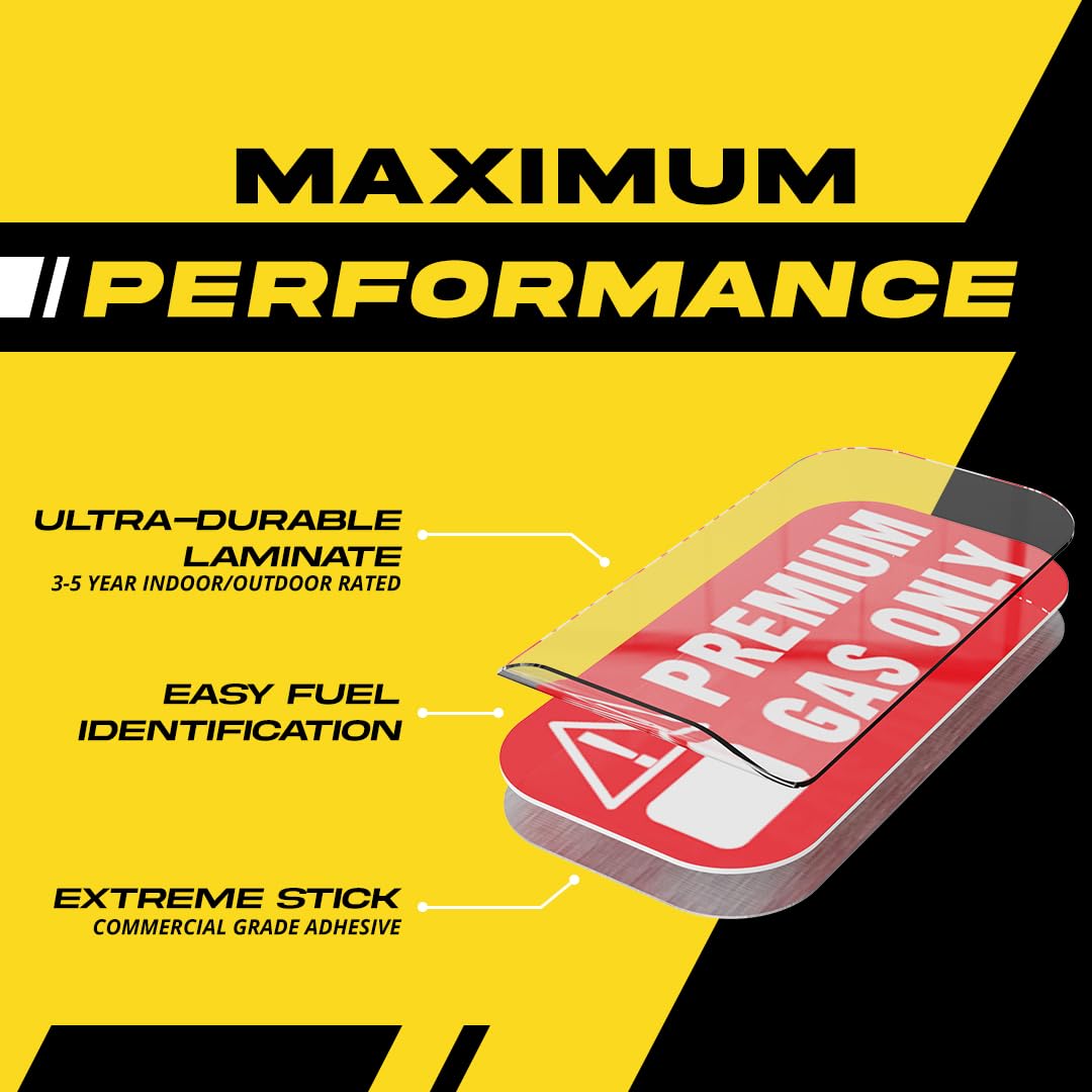 Premium Fuel Only Sticker, 91 Octane Sticker For Atvs, Sports And Race Cars - Weather Proof, Extreme Stick, Commercial Grade Fue