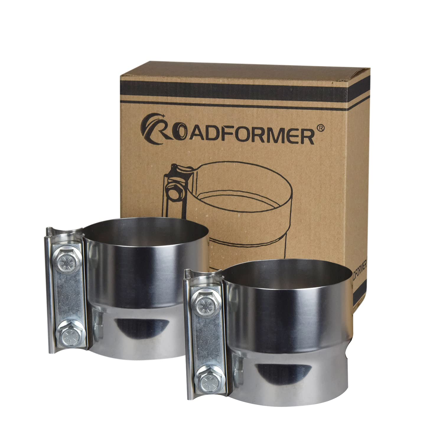 Roadformer 3 Inch Exhaust Clamp - Lap Joint Exhaust Band Clamps Preformed Stainless Steel (2 Pack)