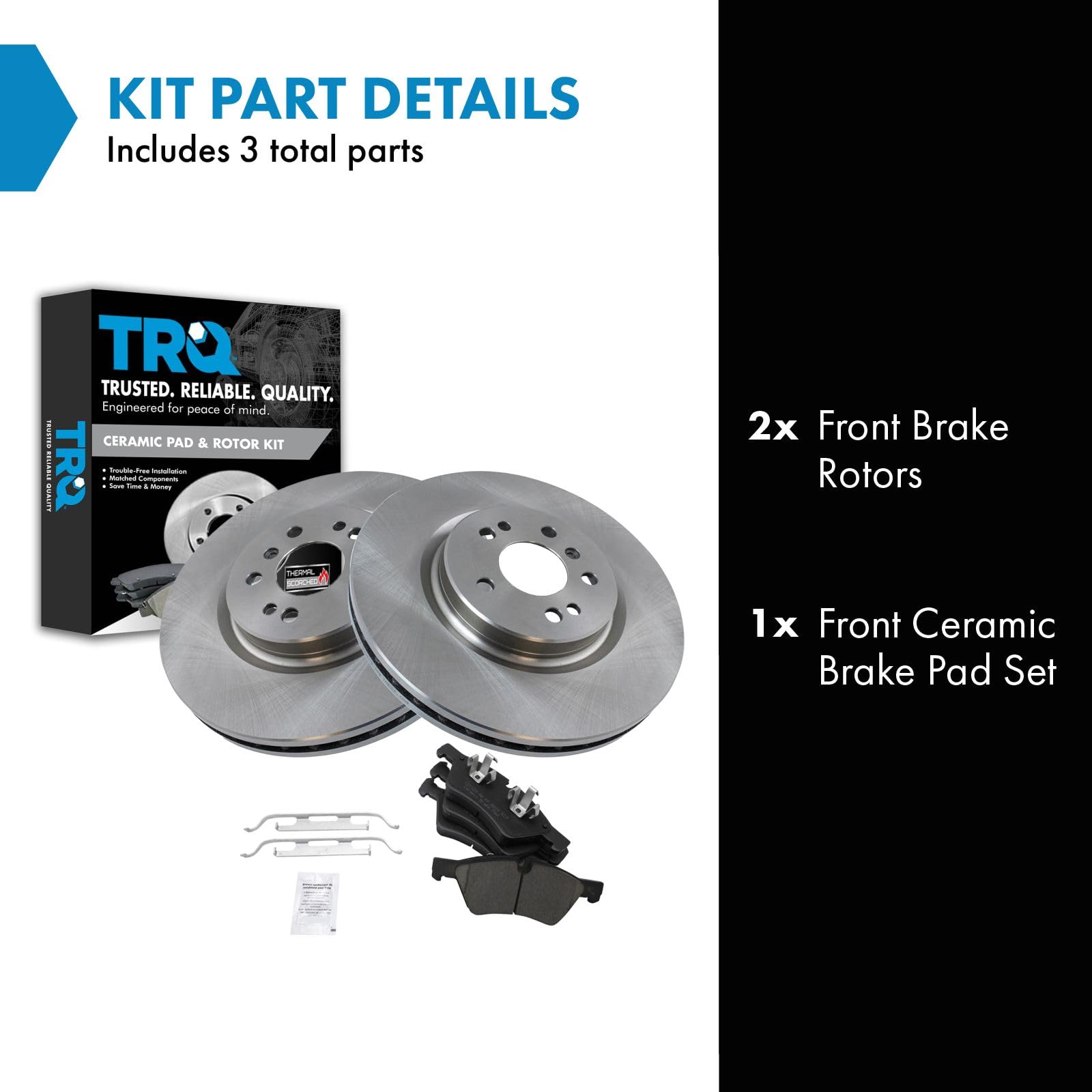 Trq Front Brake Pad & Rotor Kit Brake Pads Brake Rotor Ceramic Vented Compatible With 2007-2009 Mercedes-Benz Ml320 2006-2011 Ml