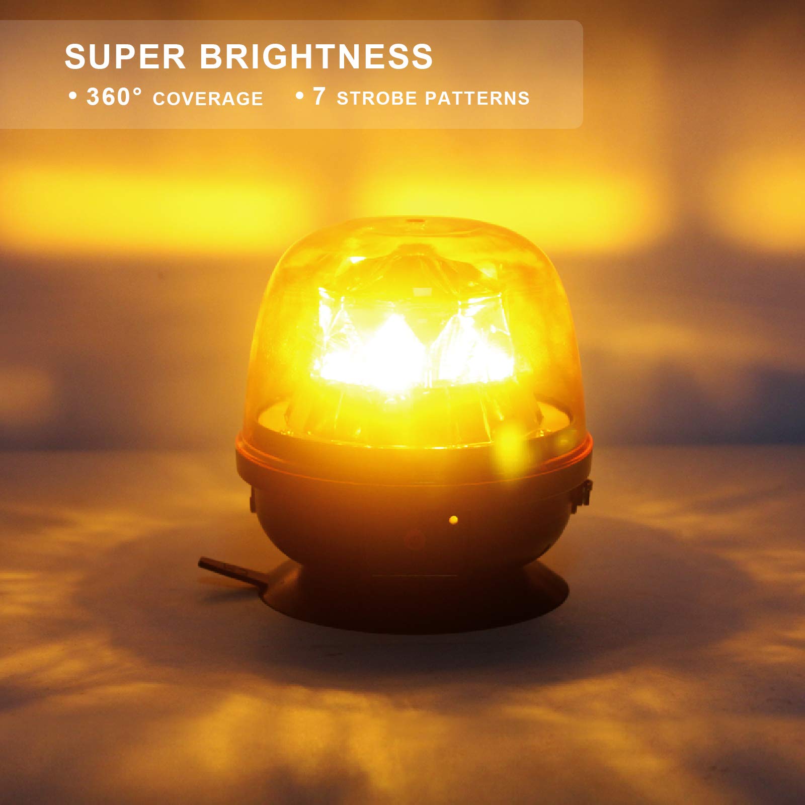 Agrieyes Magnetic Beacon Light Wireless, Class I Portable 12-24V Rotating Warning Lights, Rechargeable Amber Flashing Strobe Lig