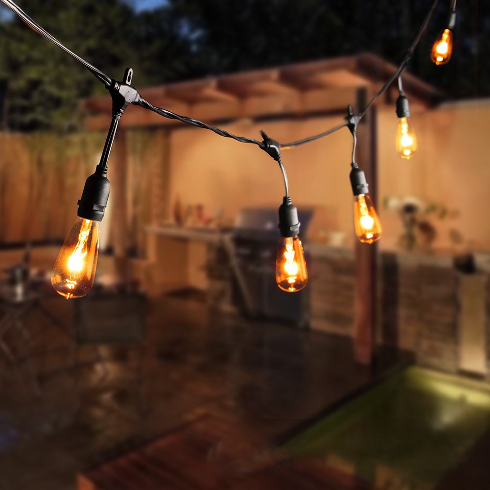 Brightown 24-Pack ST40 Edison Replacement Light Bulbs, 7W E17 Screw Base, Warm White, Clear Glass for Outdoor Patio String Lights