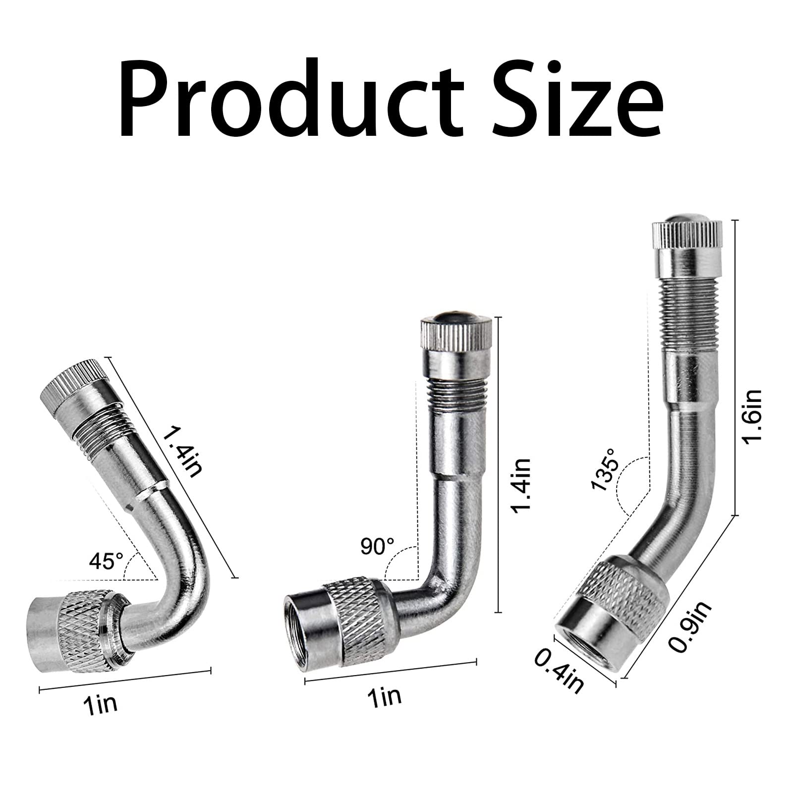 Accretion 2 Pieces Valve Stem Extension Stainless Steel Tire Extender Braided Valve Stem Extender 6 Pieces 45 90 135 Degree Brass Valve Stem Extender Tire For Most Cars Truck (12 Inch)