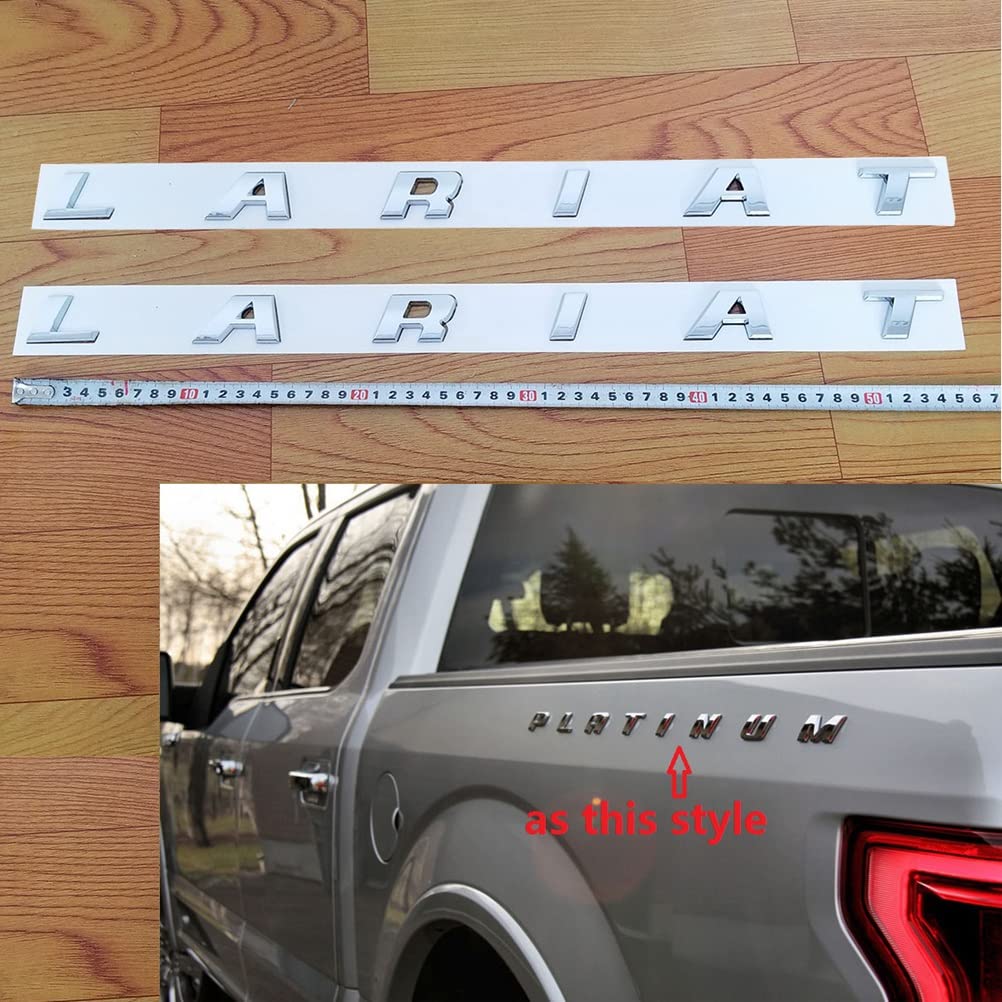 2Pack Lariat Side Emblems Letter Lariat Badge 3D Logo Compatible With 150 250 350 Lariat(Chrome)