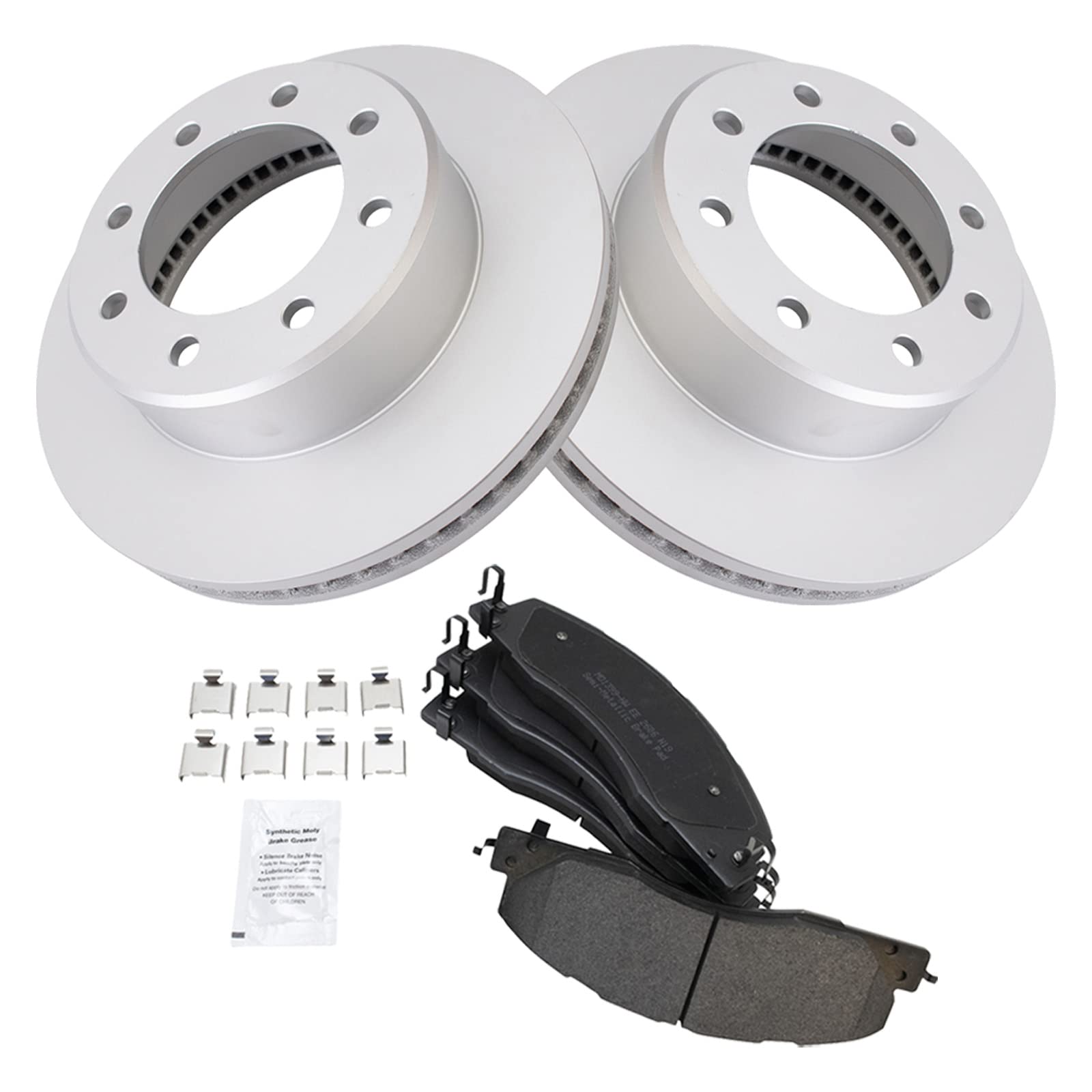 Trq Front Brake Pad & Rotor Kit Brake Pads Brake Rotor Semi-Metallic Premium G-Coated Compatible With 2009-2010 Dodge Ram 2500 R