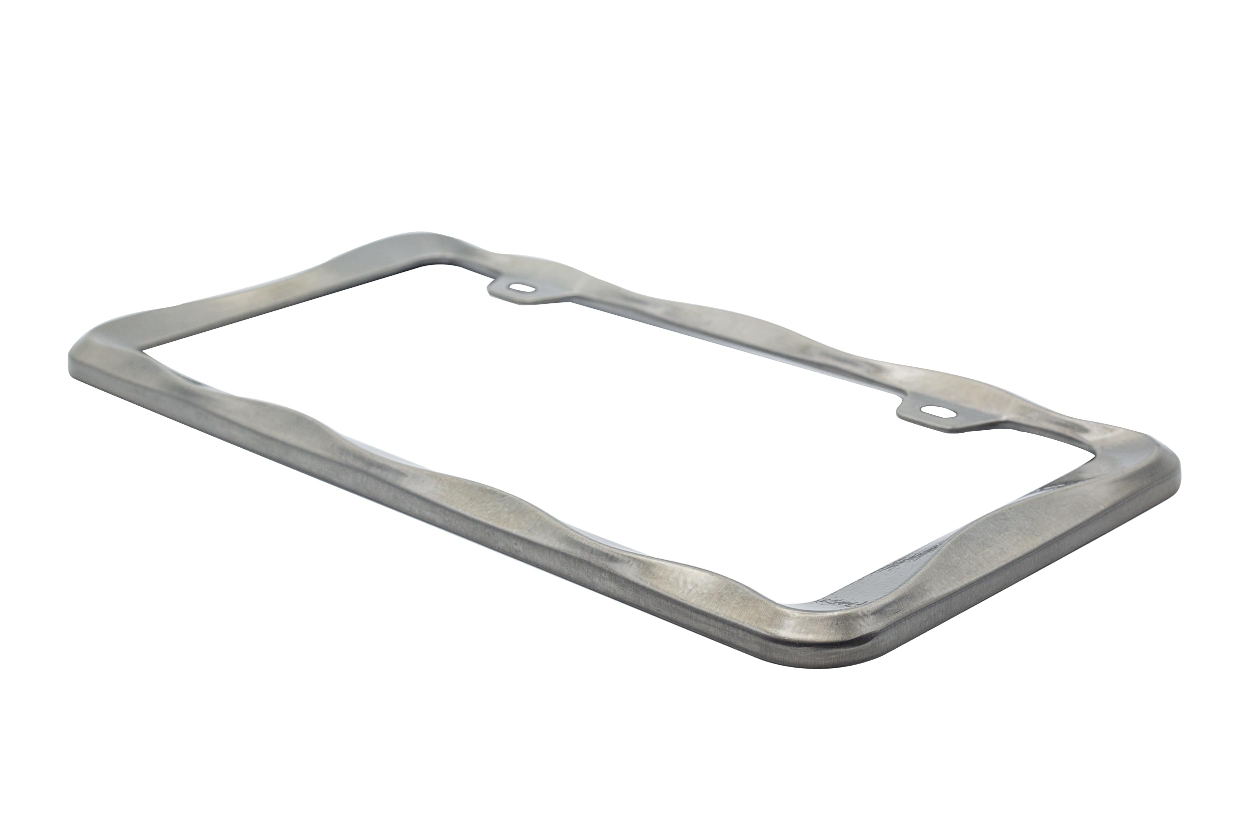 Creathome 3D Curly Wave Pattern Brush Nickel License Plate Frame From Pure Zinc Alloy Metal