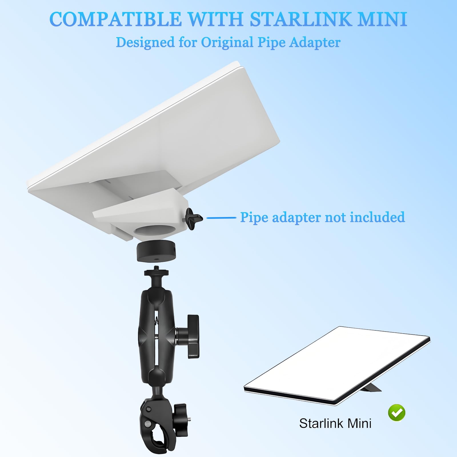 Starlink Mini Mount, RV Ladder Pole Mount, Starlink Mini Car Roof Rack Adjustable Clamp, for RV Ladder Pole Yacht Camper, Star L