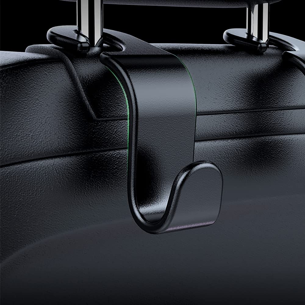 Wislter 4 Pack Car Seat Headrest Hook Car Purse Hook For All Vehicle Car Handbag Clothes Coats Grocery Bags, Black