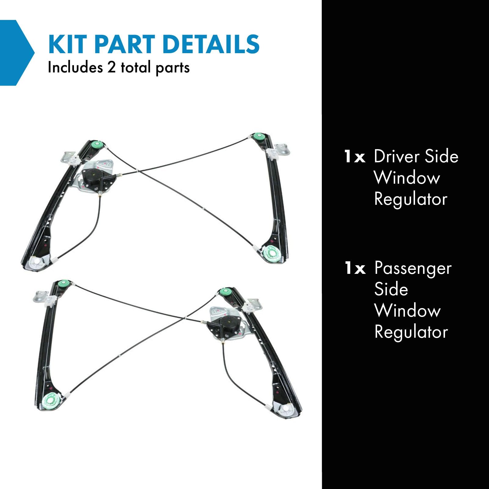 Trq Driver & Passenger Side Power Window Regulator Set Compatible With 1999-2004 Oldsmobile Alero 1999-2005 Pontiac Grand Am