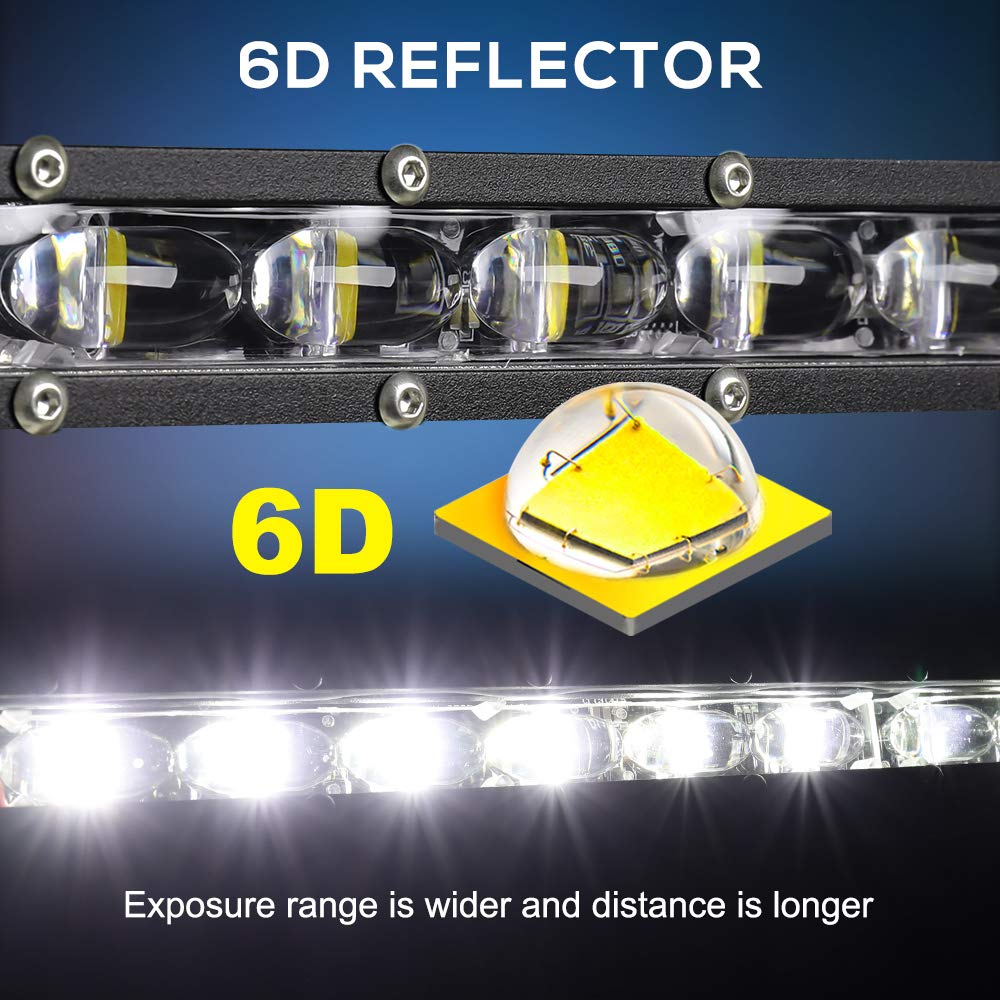 Co Light Led Light Bar Single 44 Inch Slim Single Row Lightbar Driving Combo Beam Off Road Work Lights With Mounting Brackets & 6D Reflectors For Truck, Car, Cabin, Boat, Atv, Utv