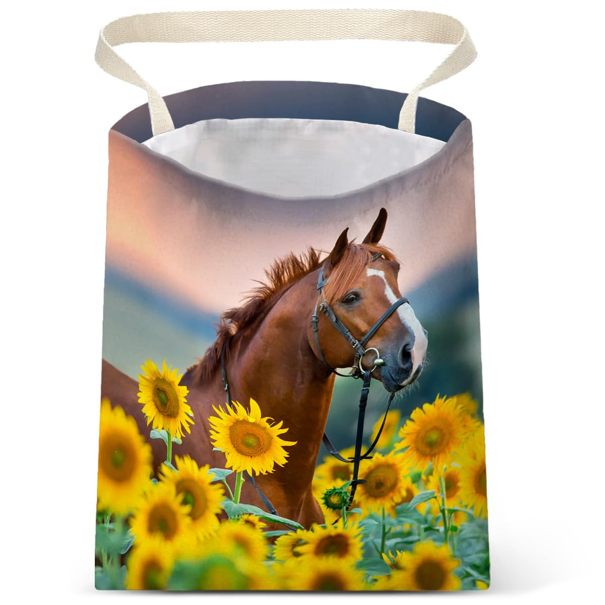 Car Trash Bag Hanging No Snap Small Garbage Bag for Car Back Seat Cute Printed One-handed Strap Trash Bags Car Accessories-Horse
