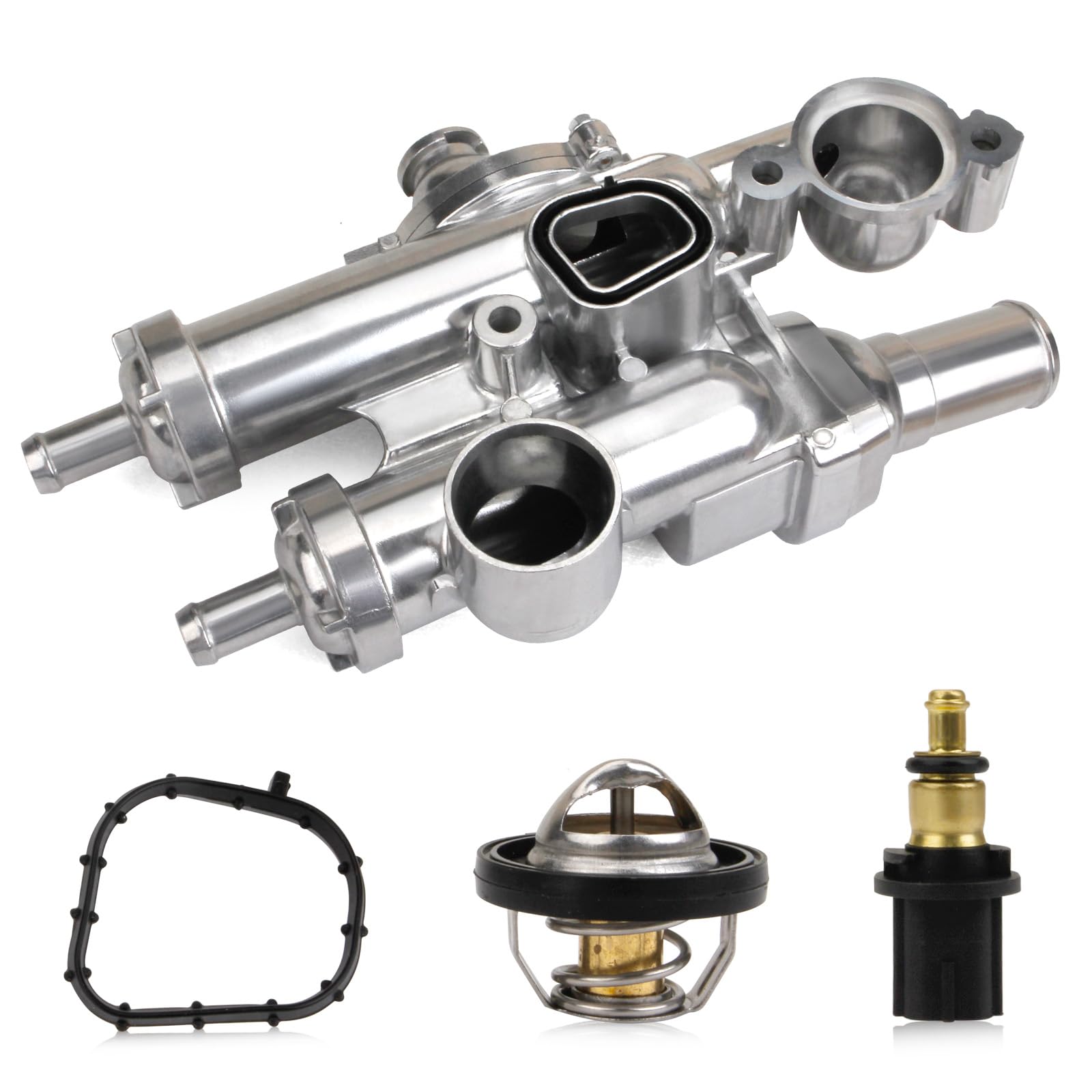 Mitzone Upgrade Aluminium Thermostat Housing Assembly Compatible With Dodge Jeep Chrysler Vehicle - 200 Sebring Compass Patriot 