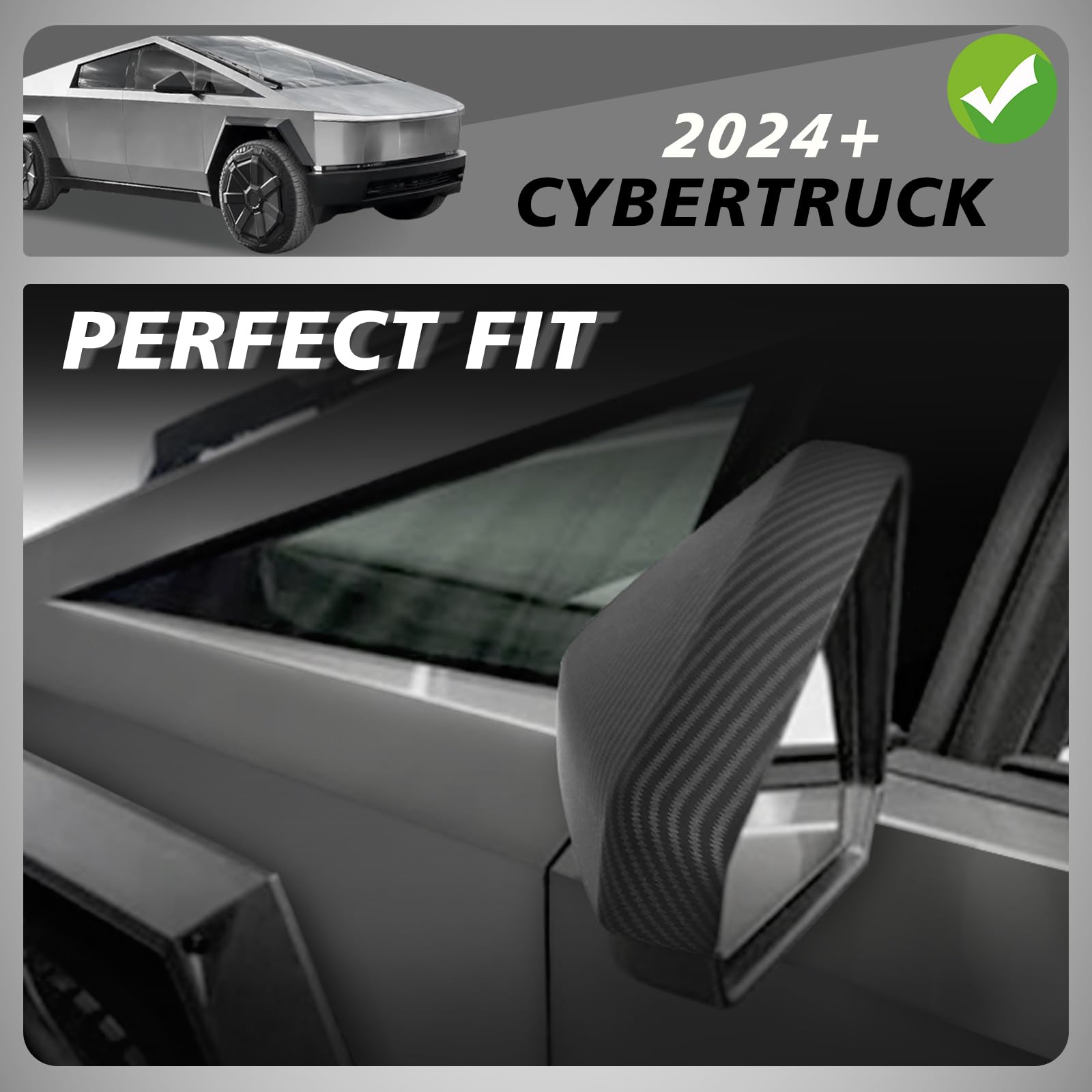 BestEvMod Door Side Rearview Mirror Cover Caps Protection Covers Direct Add-on Compatible with 2025 2024 Tesla Cybertruck Exteri