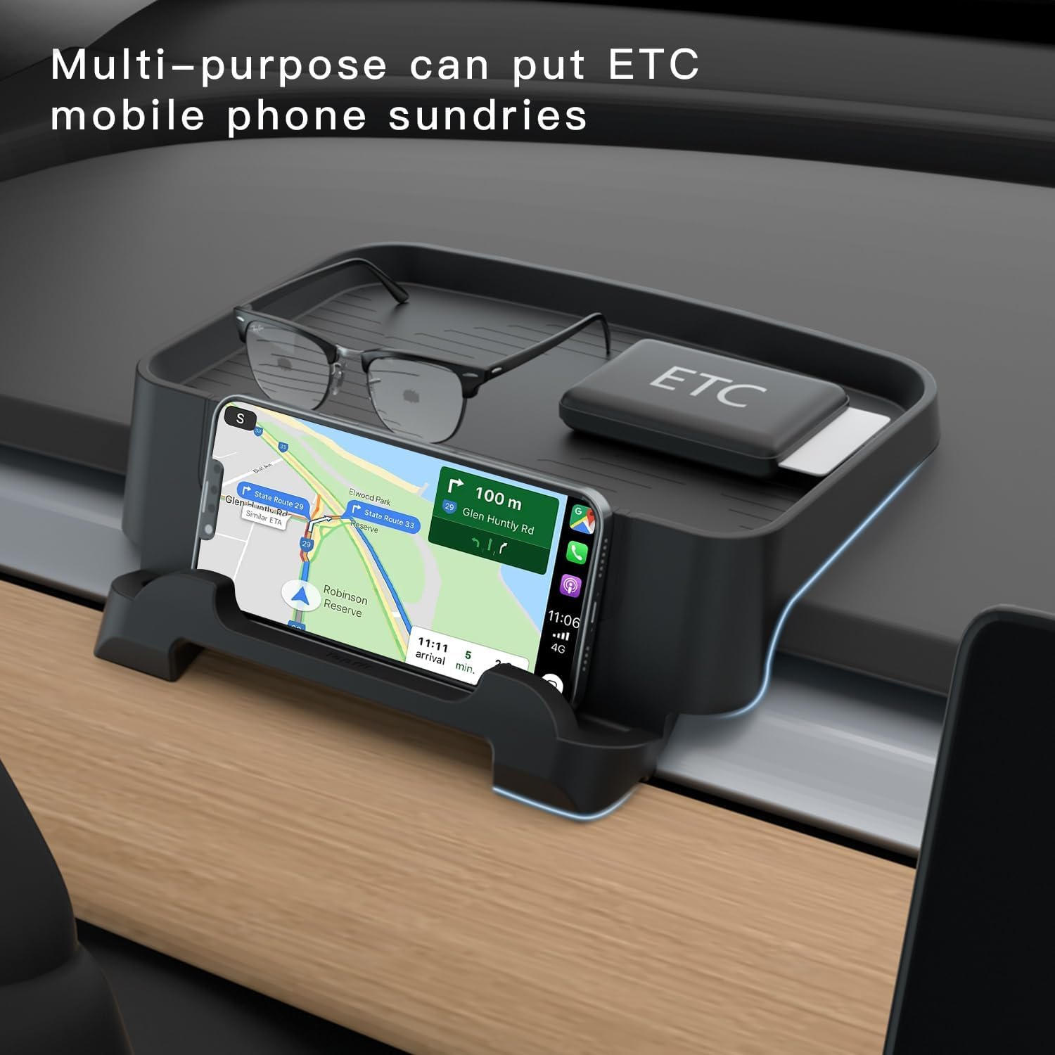 Topfit for Tesla Model 3 Y Instrument Panel Tray Organizers Phone Holder Sunglasses Mount for Tesla Model 3 Y Accessories