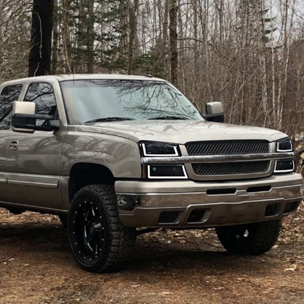 Pit66 Led Headlight Assembly Compatible With 2003-2006 Chevy Silverado 1500 2500 3500 Hd Model/Fit 2003-2006 Avalanche 1500 2500