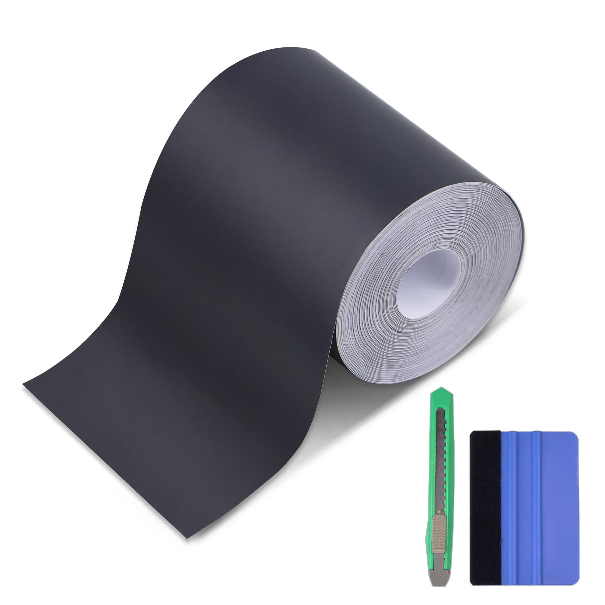 Lypumso Matte Black Vinyl Wrap Tape Roll, 3 Inch X 30Ft Self-Adhesive Blackout Chrome Delete Tape With Tool Kit Air Release Adhe