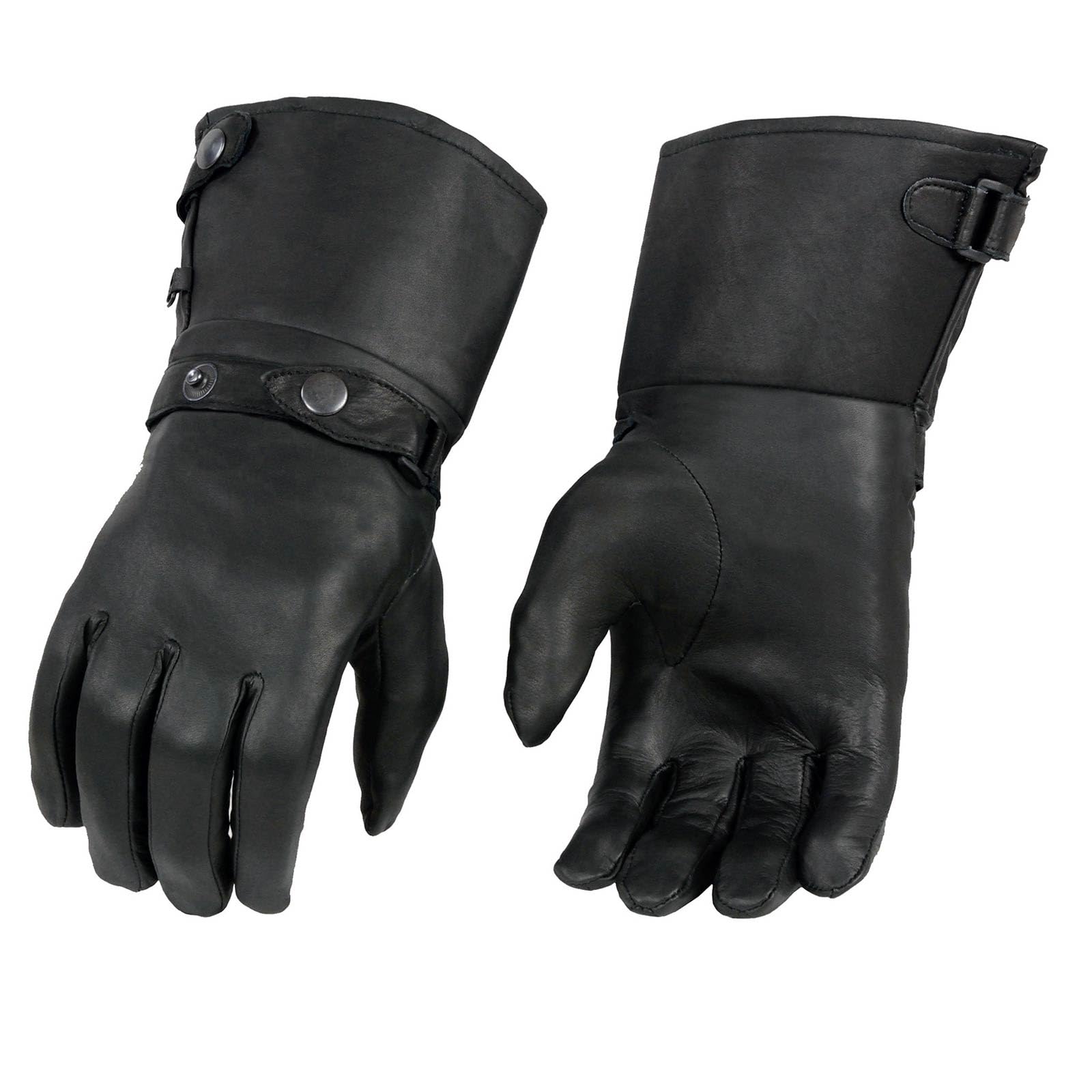 Milwaukee Leather Men's Gauntlet Motorcycle Hand Gloves-Black Leather Long Cuff Snap Closure Thermal Lined-SH264-3X-Large