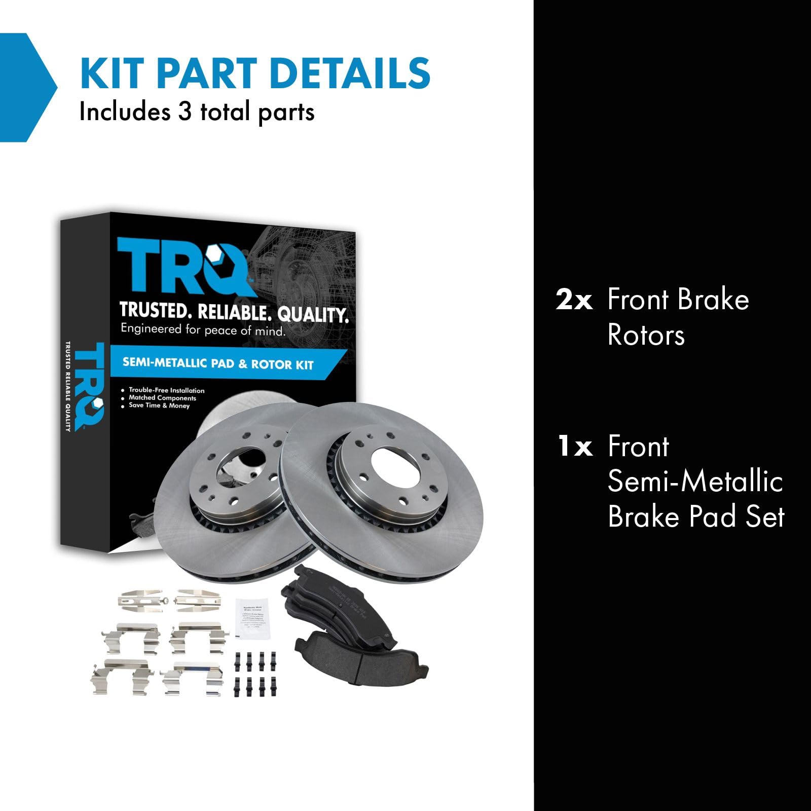 Trq Front Premium Metallic Brake Pad & Rotor Kit For Gmc Chevy Saab Suv