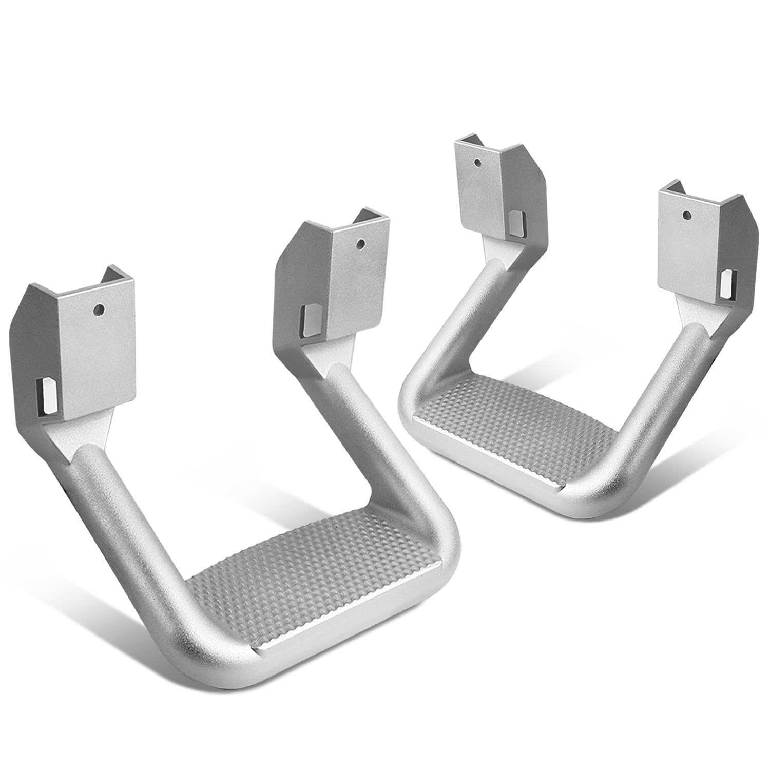 DNA MOTORING Pair Aluminum Side Hoop Steps Universal Side Step Compatible With Chevy GMC Dodge Pickup Trucks SUVs, 11L x 6H 